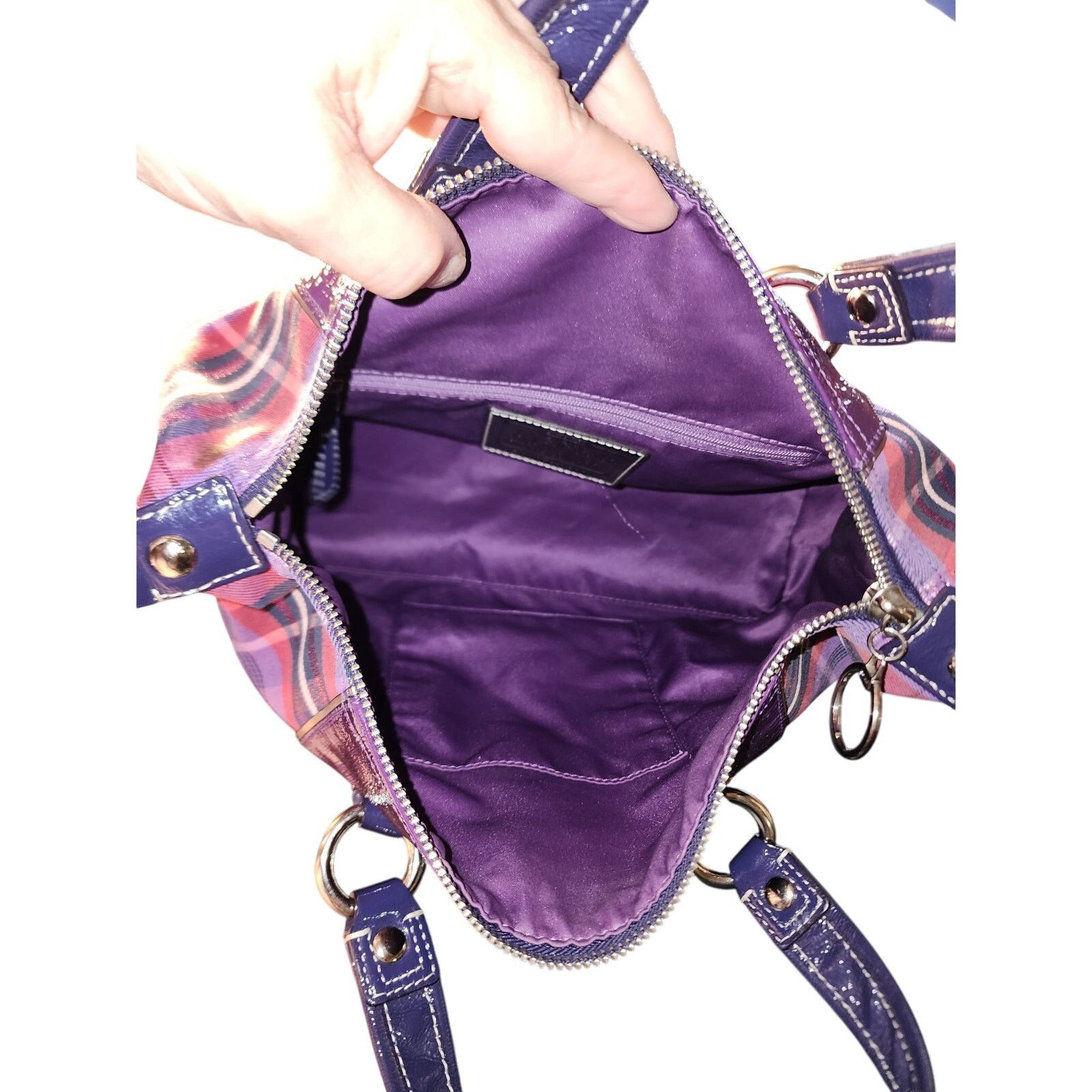 Coach Rare Find Coach Poppy Plaid purple pink metallic handbag Size ONE SIZE - 9 Thumbnail