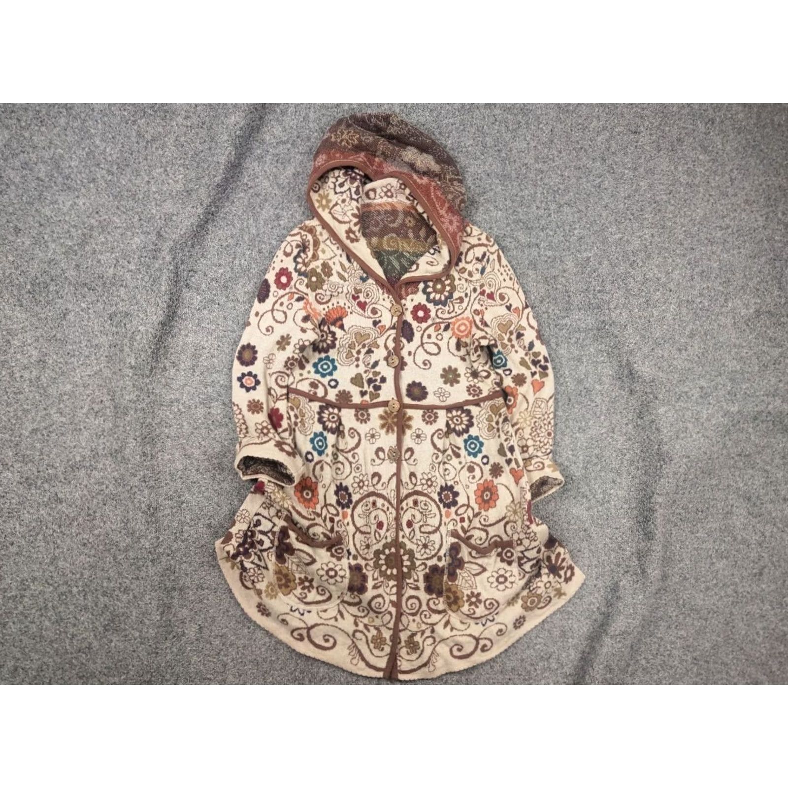 Vintage VINTAGE IVKO Embroidered Wool Cardigan Womens Floral Boho Knit Button Sweater Hoodie Size M / US 6-8 / IT 42-44 - 2 Thumbnail