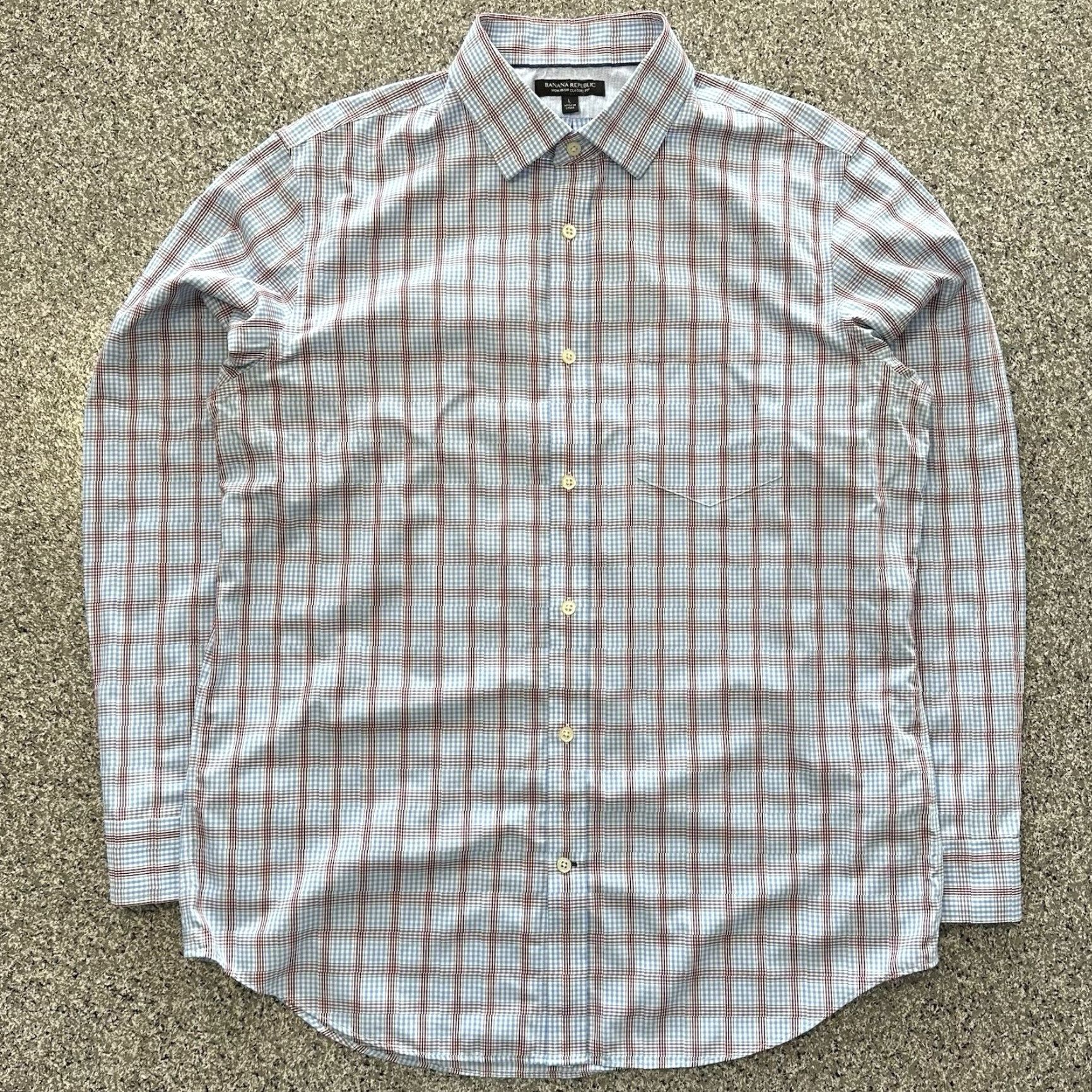 Banana Republic Banana Republic Button-Up Shirt Mens L Blue Plaid Non-Iron Classic Shirt Size US L / EU 52-54 / 3 - 2 Thumbnail