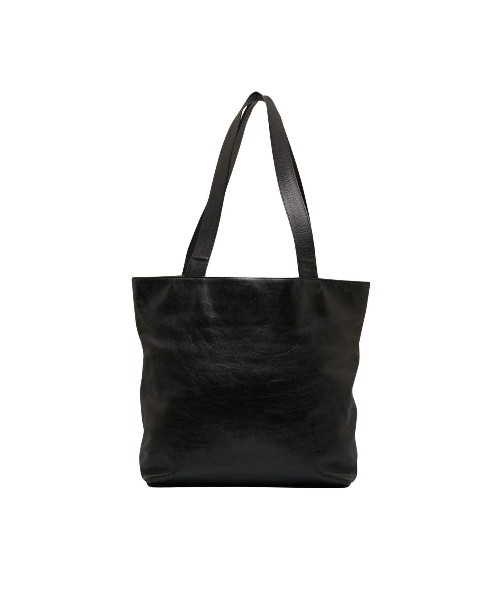 image of Chanel Sophisticated Black Leather Shoulder Bag With Magnet Closure, Women's