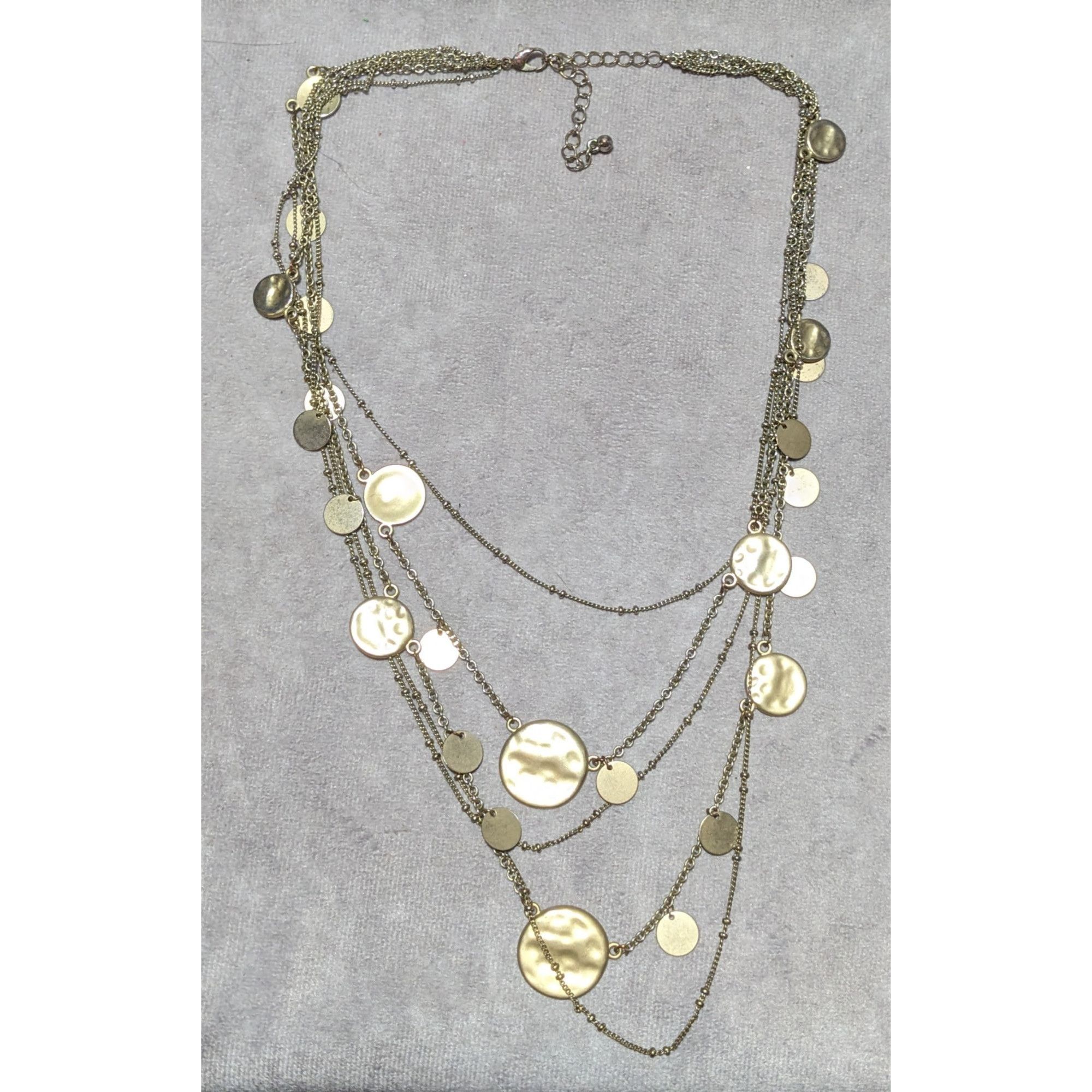 Other Gold Tone Multilayer Hammered Disc Chain Necklace Size ONE SIZE - 7 Thumbnail