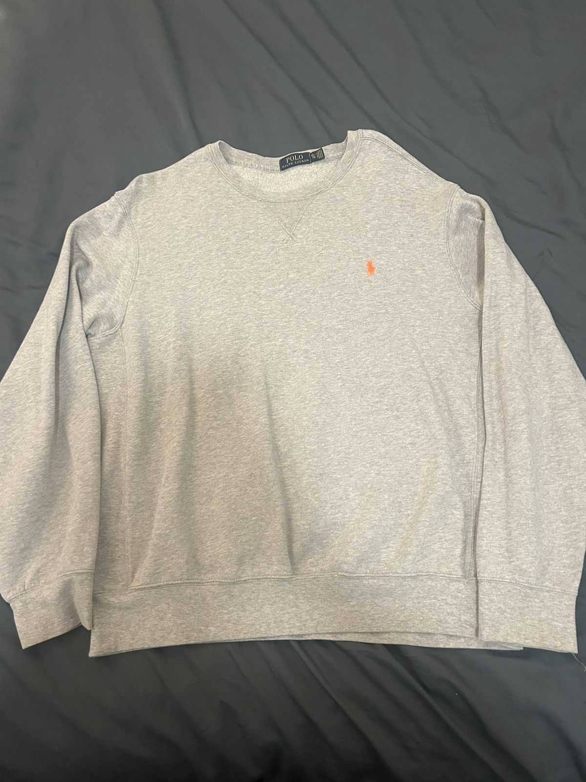 image of Polo Ralph Laurent Logo Heather Grey Crew Neck, Men's (Size XL)