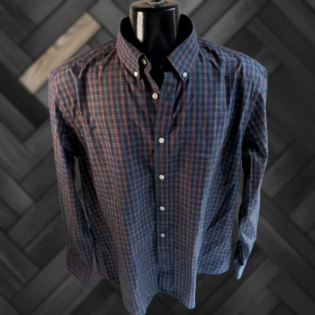 UNTUCKit UNTUCKit Plaid Button-Front LS Shirt SZ XXL Mens 100% Cotton Blue White Peach Pink Long Sleeve Size US XXL / EU 58 / 5 - 1 Thumbnail