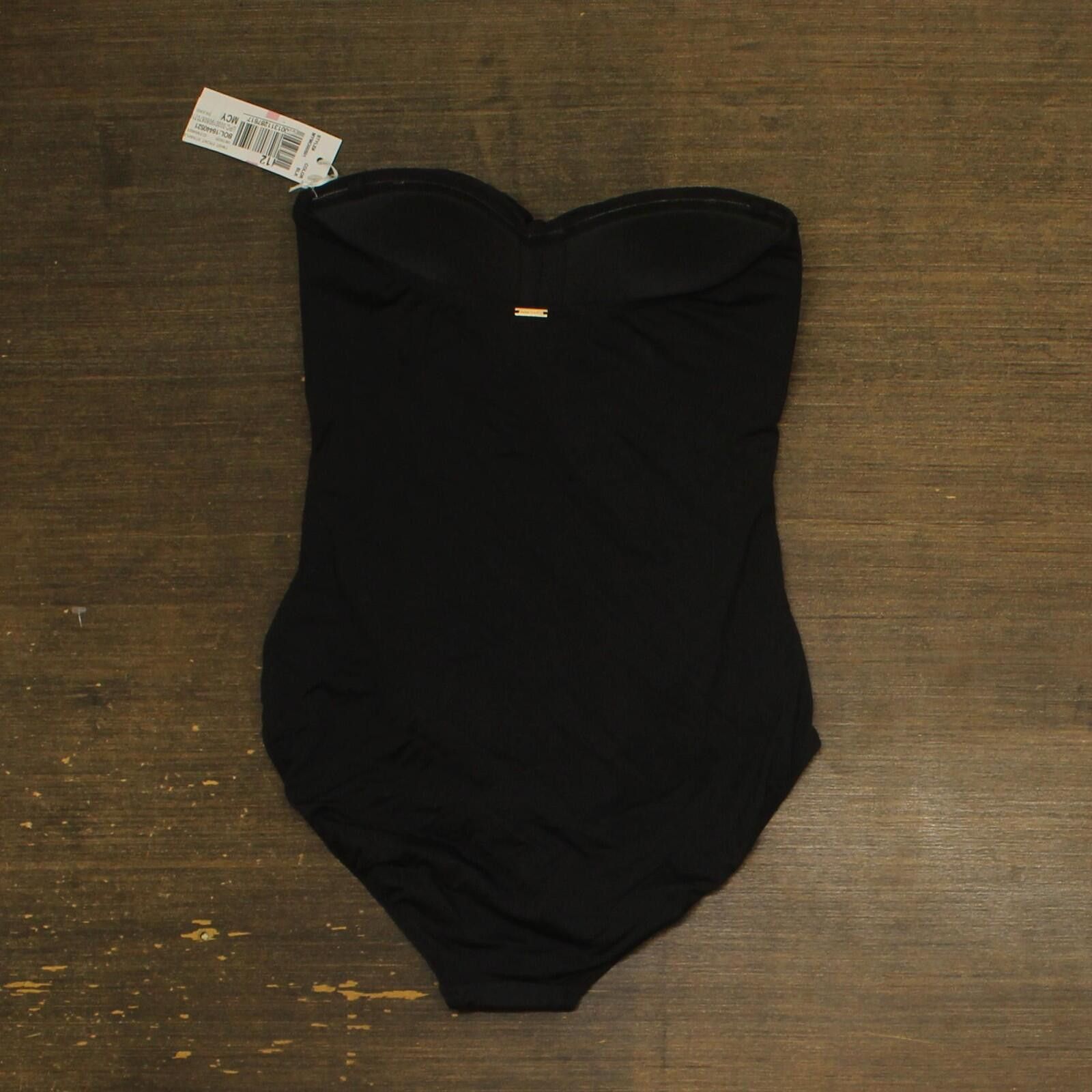Other New Anne Cole Shirred One Piece Swimsuit Mymo00501 Black 10 Size ONE SIZE - 2 Thumbnail