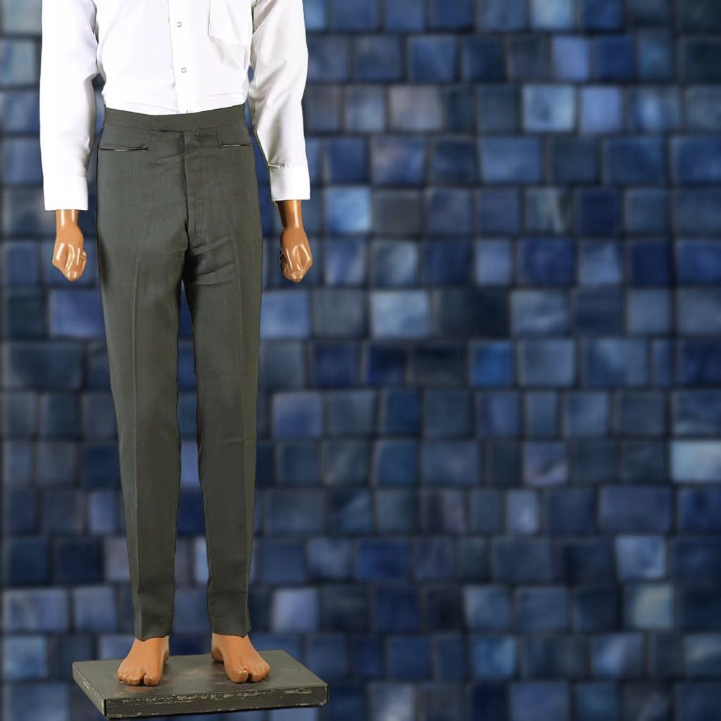 Vintage 30x29 1960s Deadstock MOD Green Bronze Sharkskin Pants Leather Trim Slim Pointer M 60s GoGo Style & Salvage CocktaiL?