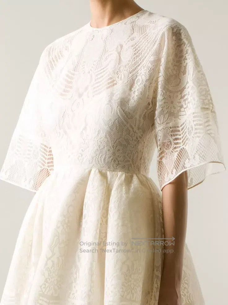 Valentino Valentino White lace mid-sleeved dress Size XS / US 0-2 / IT 36-38 - 4 Thumbnail