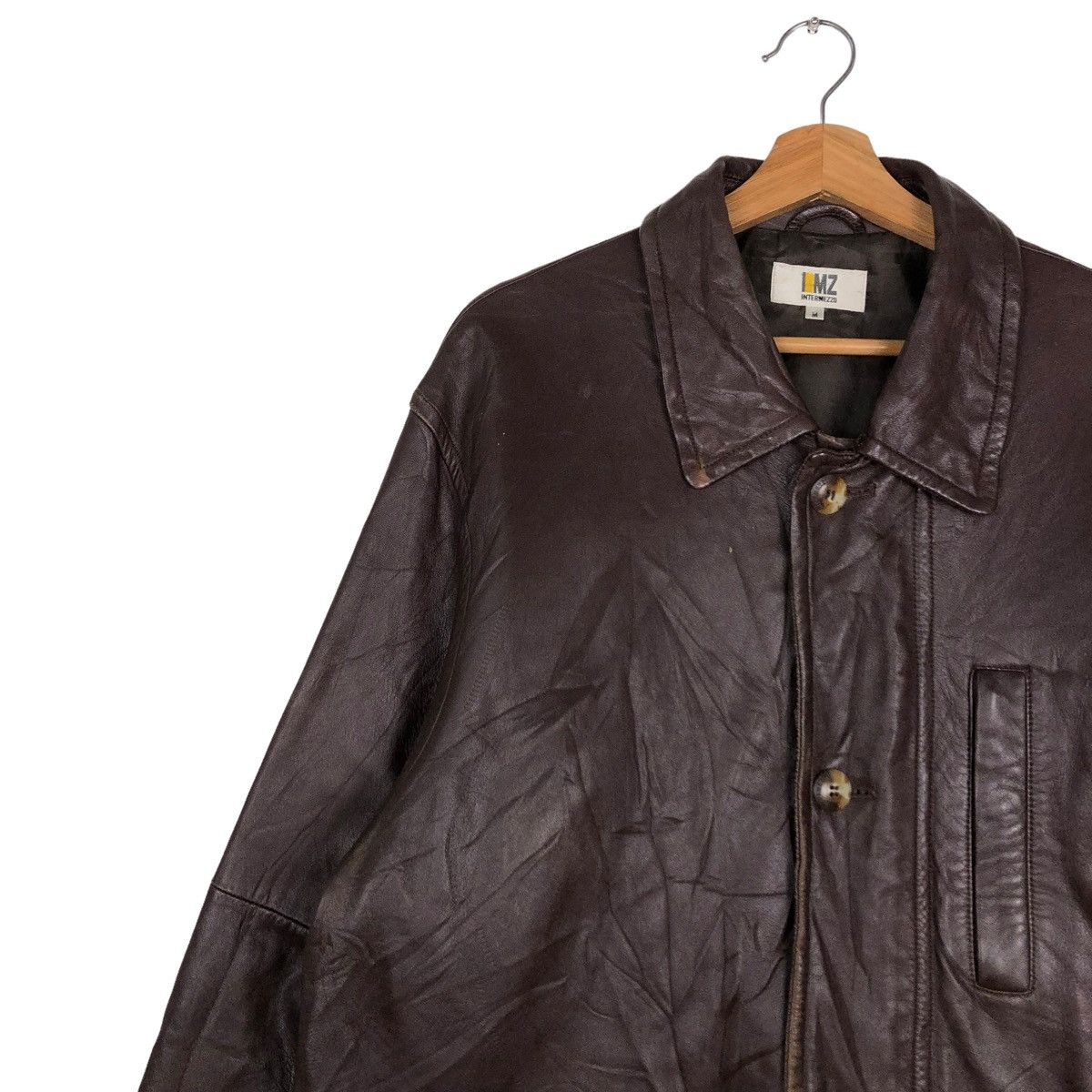 Issey Miyake 🔥VINTAGE BIKER LEATHER JACKET INTERMEZZO ISSEY MIYAKE Size US M / EU 48-50 / 2 - 7 Thumbnail