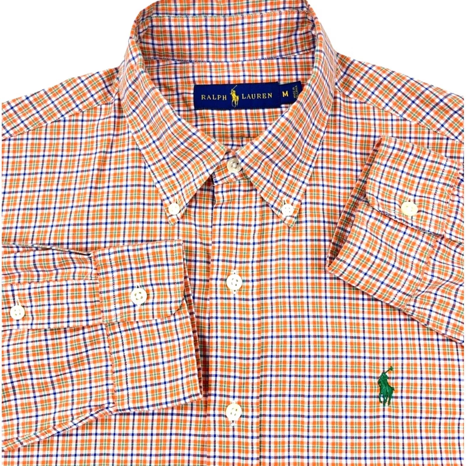 Ralph Lauren Ralph Lauren Shirt Men Medium Orange Green Button Up Flannel Plaid Lightweight Size US M / EU 48-50 / 2 - 2 Thumbnail