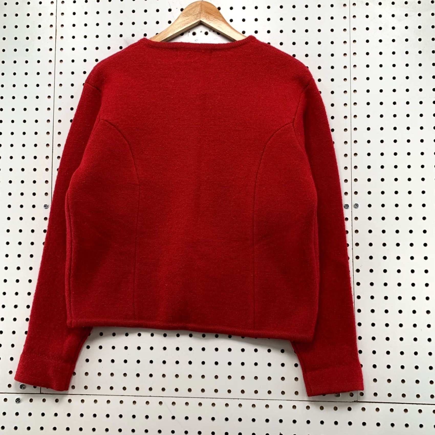 Vintage Herman Geist Wool Cardigan Jacket Womens Medium Red Gold Button Size M / US 6-8 / IT 42-44 - 2 Thumbnail