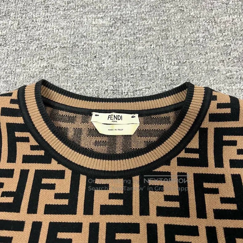 Fendi Fendi Brown vintage full print knitted long sleeve top Size XS / US 0-2 / IT 36-38 - 4 Thumbnail
