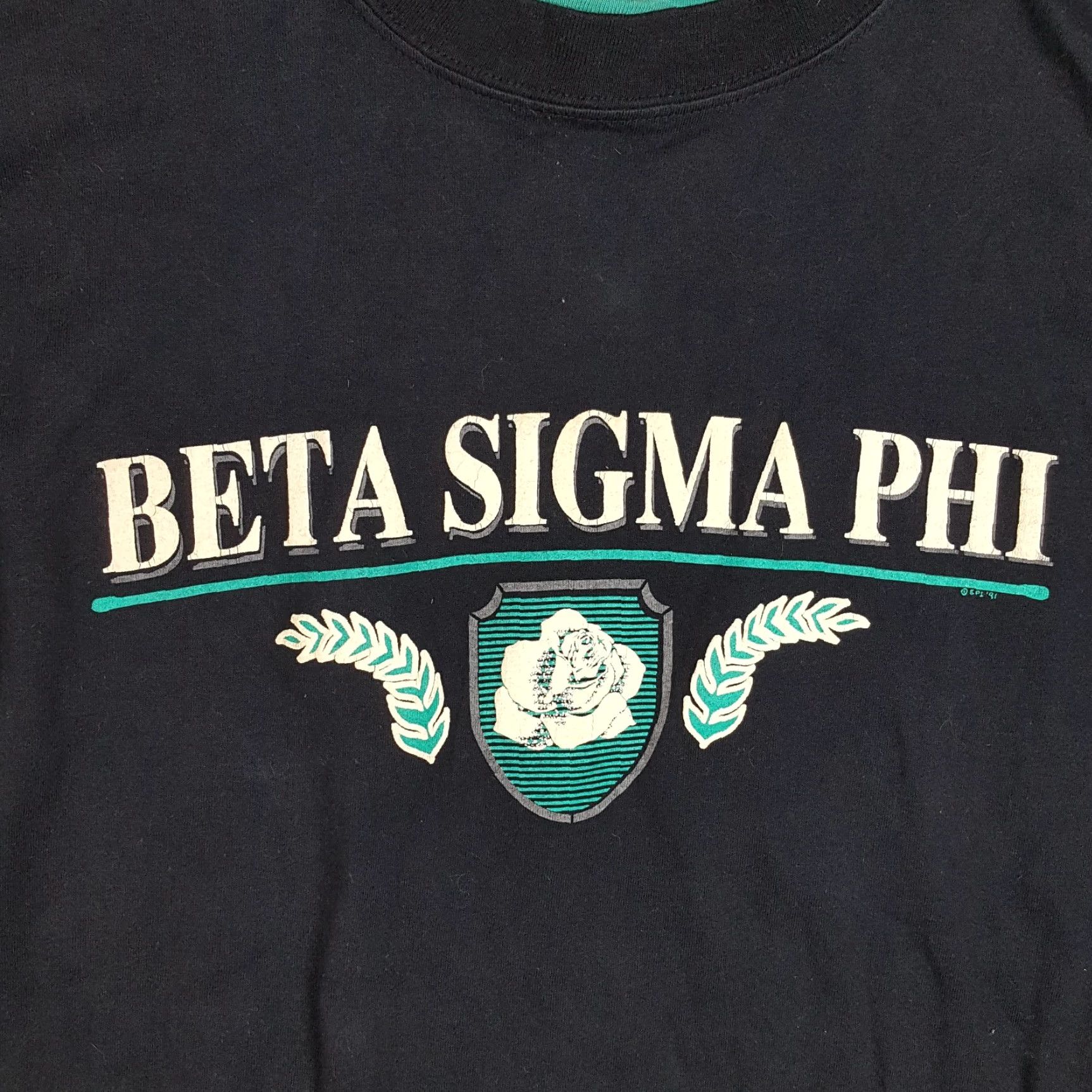 Vintage VINTAGE Beta Sigma Phi T-Shirt College University 90s XL Blue Men Short Sleeve Crew Neck Embroidered Logo Size US XL / EU 56 / 4 - 2 Thumbnail