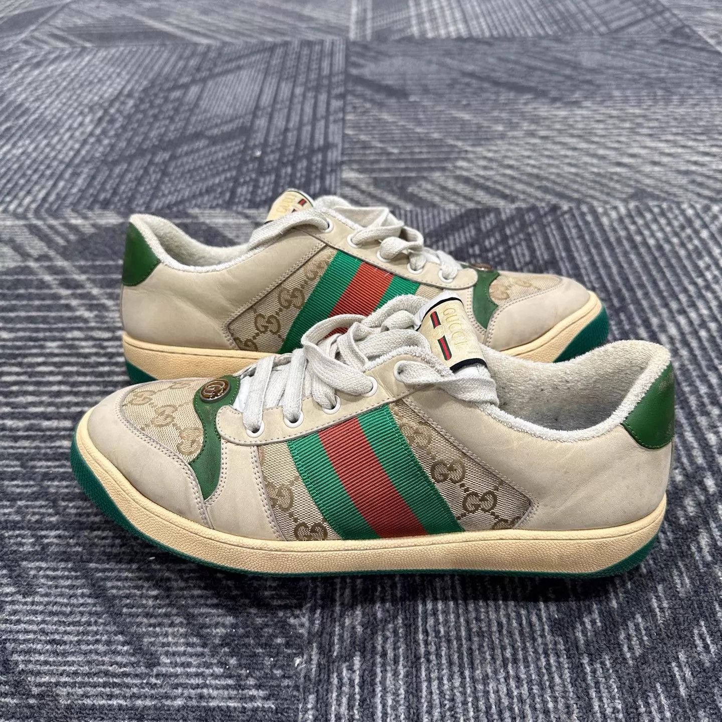 Gucci Gucci Screener Green Enamel Toe Dirty Sneaker 43 99 New Size US 10 / EU 43 - 4 Thumbnail