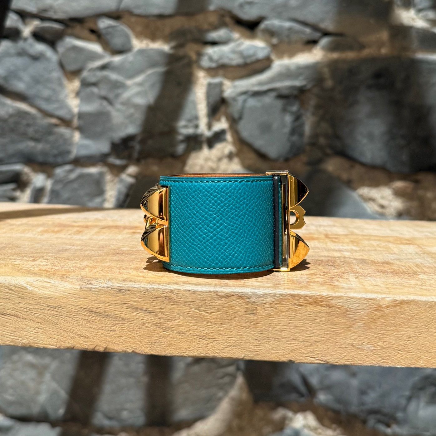 Hermes Hermès Bleu Paon Epsom Collier de Chien GHW Bracelet Size ONE SIZE - 5 Thumbnail