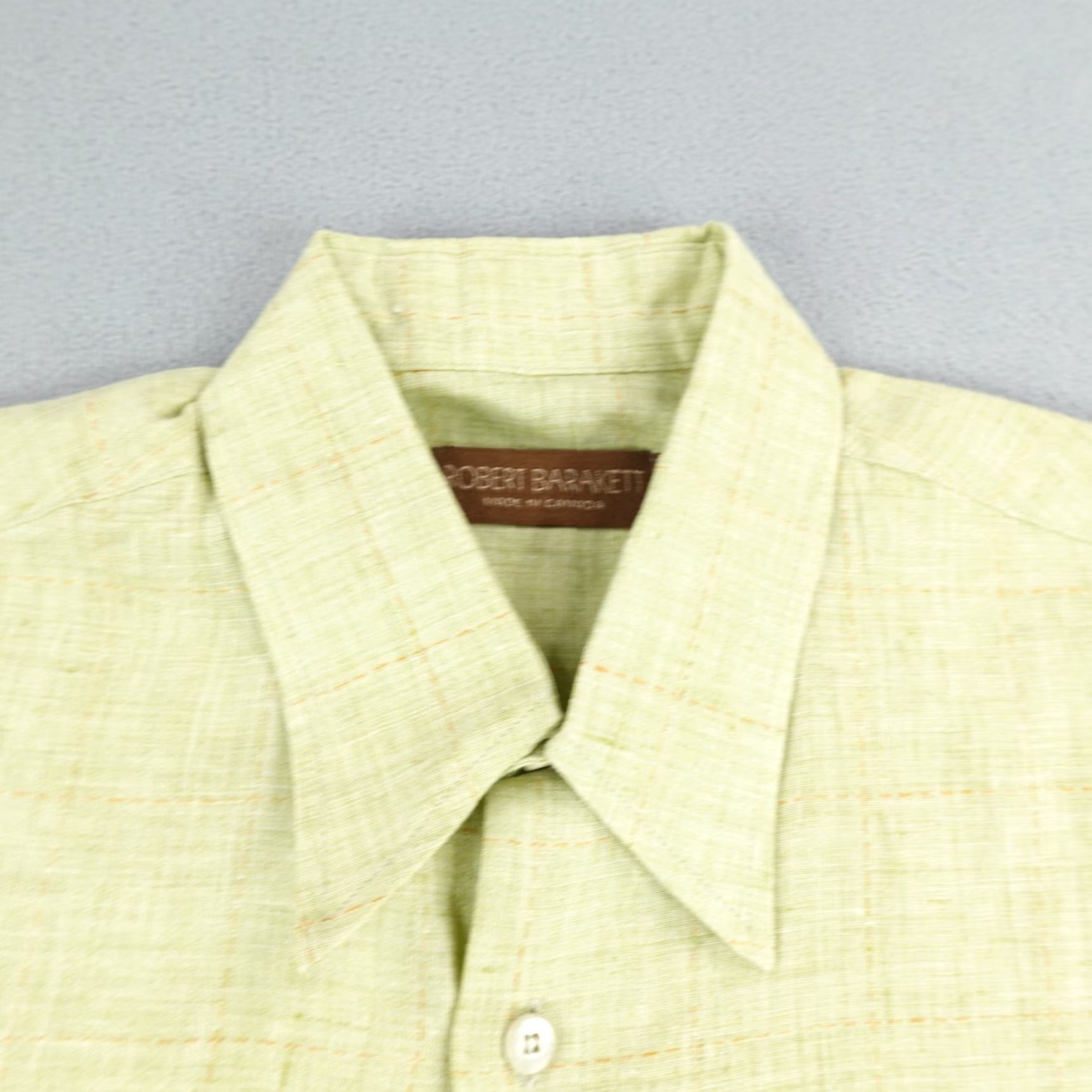 Vintage VINTAGE Robert Barakett Shirt Men Medium Green Plaid Linen Button-Up Canada Size US M / EU 48-50 / 2 - 2 Thumbnail