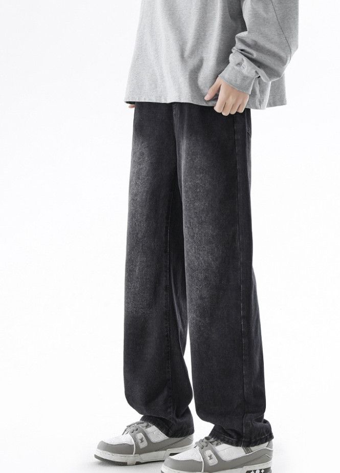 Japanese Brand Men's American street retro washed distressed straight jeans Size US 32 / EU 48 - 4 Thumbnail