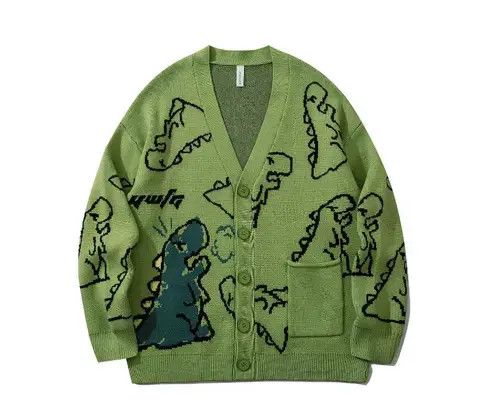 Custom Hip Hop Dinosaur Cardigan Sweater Jacket Grailed
