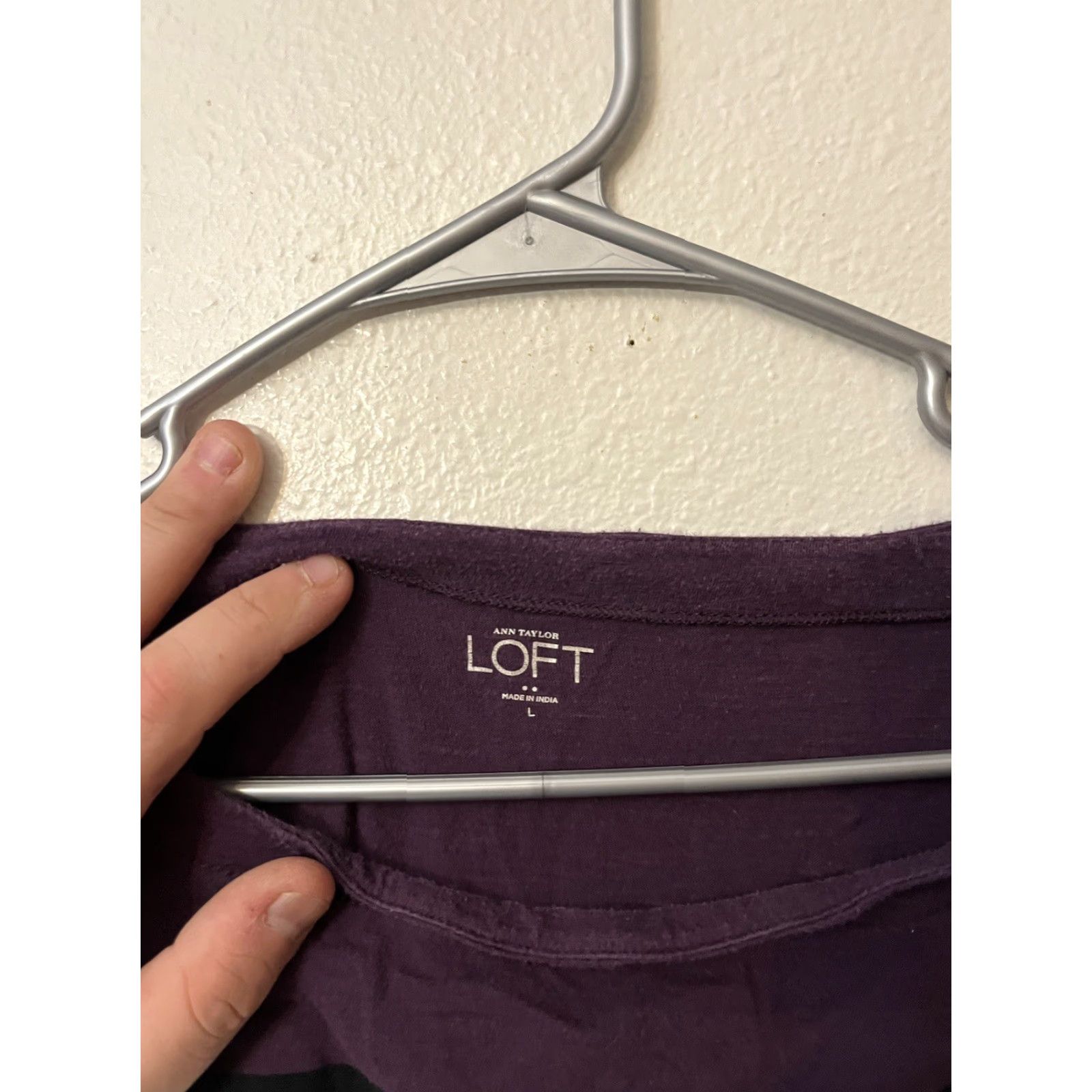 Loft Loft Shirt Womens Large Purple&White Striped 3/4 Sleeve Round Neck T Shirt Size L / US 10 / IT 46 - 2 Thumbnail