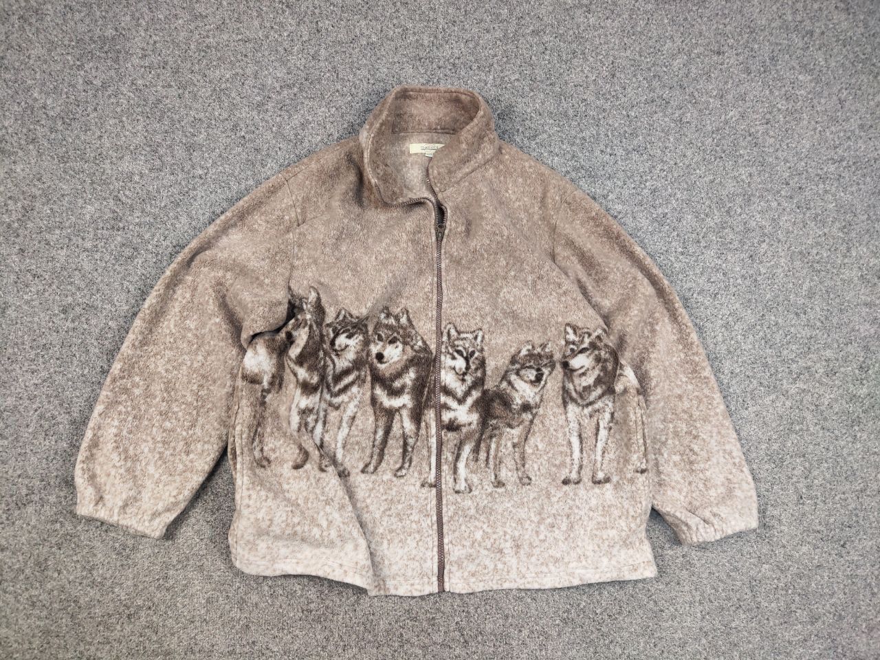 Japanese Brand Vintage 90's Fleece Zip Jacket Over Art Brown Wolf Hype Size US M / EU 48-50 / 2 - 12 Thumbnail
