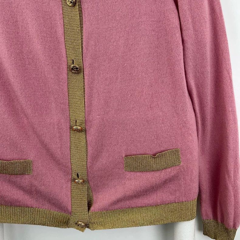 Gucci Gucci Pink double G gold buckle knitted cardigan jacket 250 Size M / US 6-8 / IT 42-44 - 5 Thumbnail