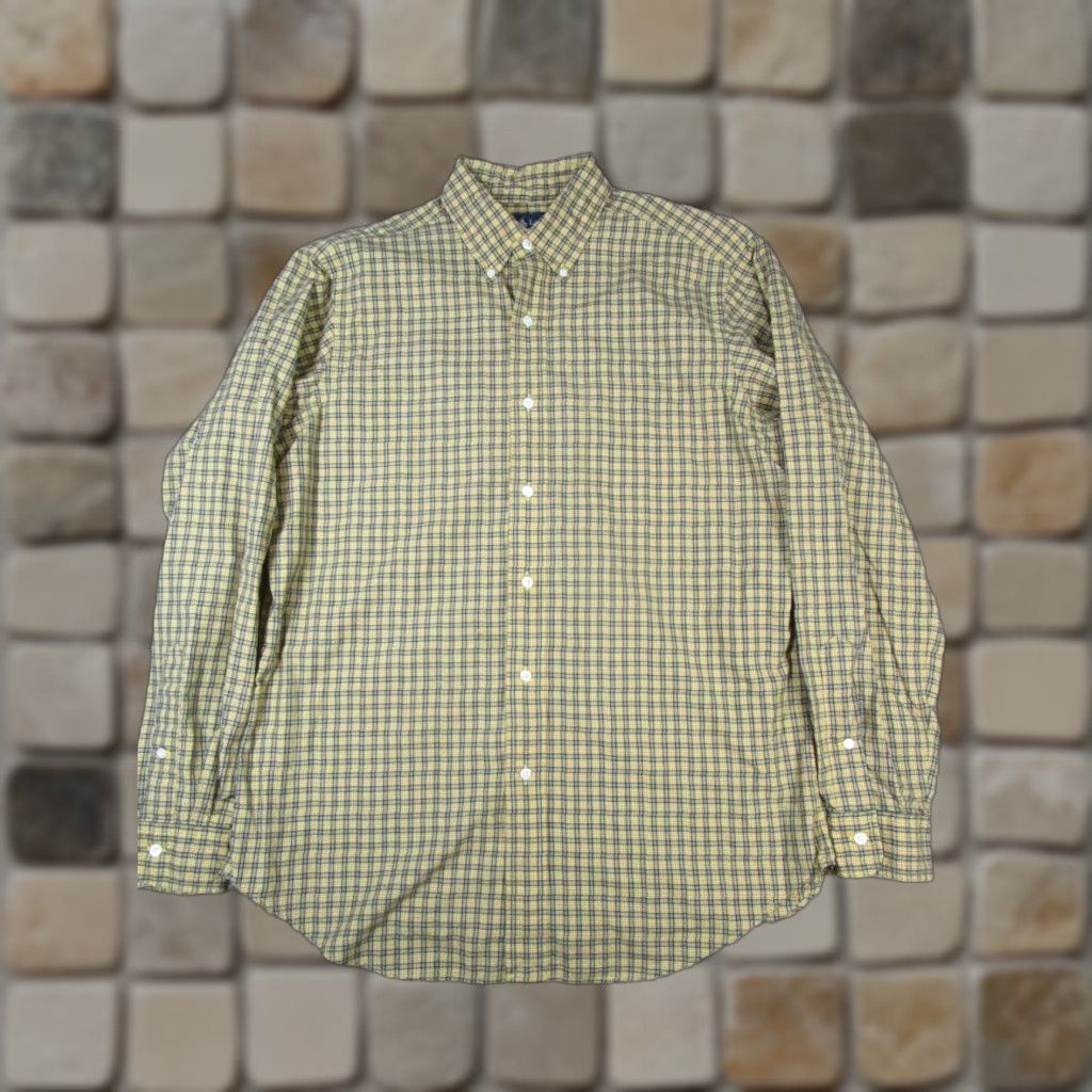 Ralph Lauren Ralph Lauren Shirt Plaid Cotton Button-Up Long Sleeve Adult Medium Yellow Mens Size US M / EU 48-50 / 2 - 1 Thumbnail
