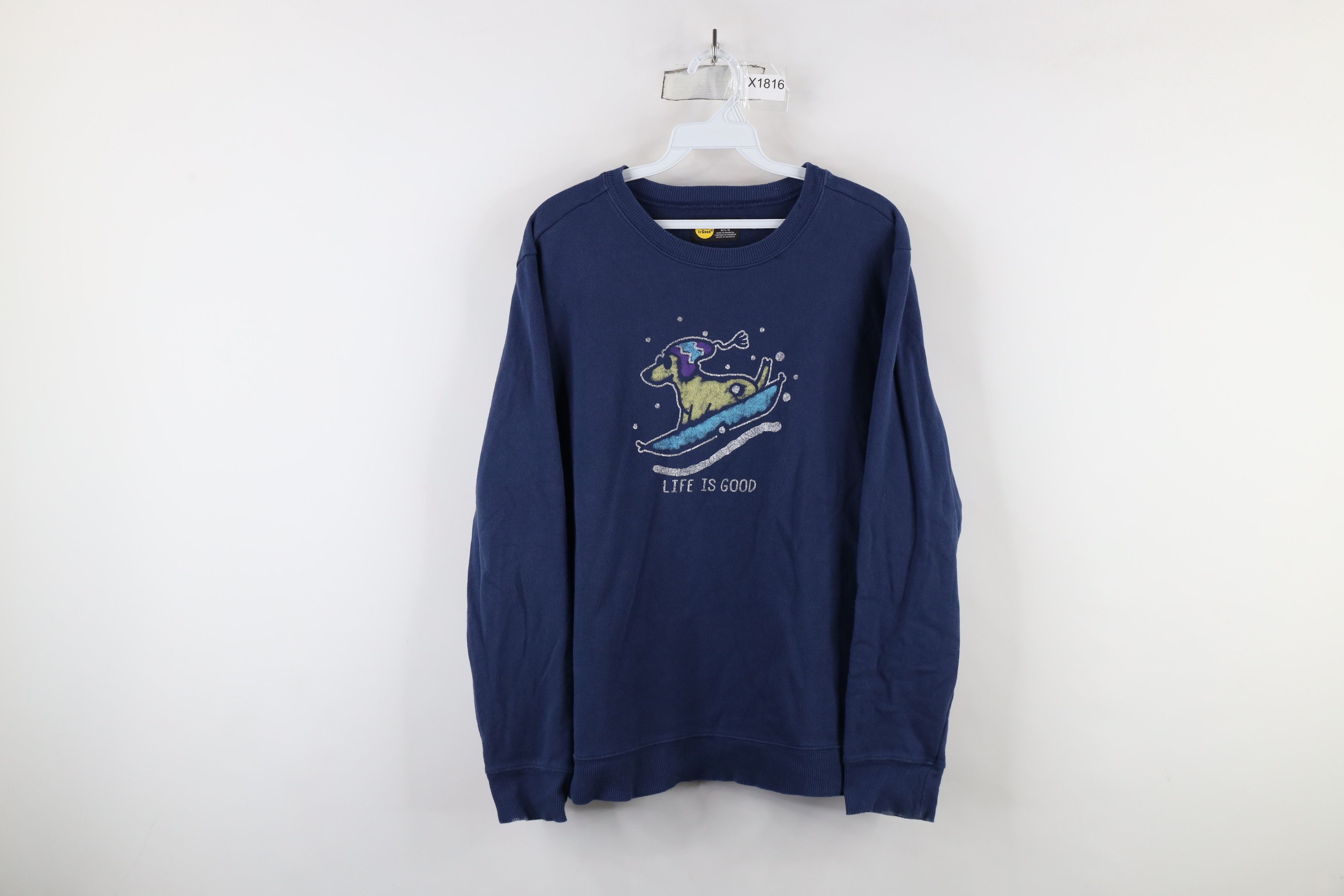 Life is Good × Vintage Life Is Good Fit Sledding Dog Crewneck Sweatshirt Blue Size L / US 10 / IT 46 - 1 Thumbnail