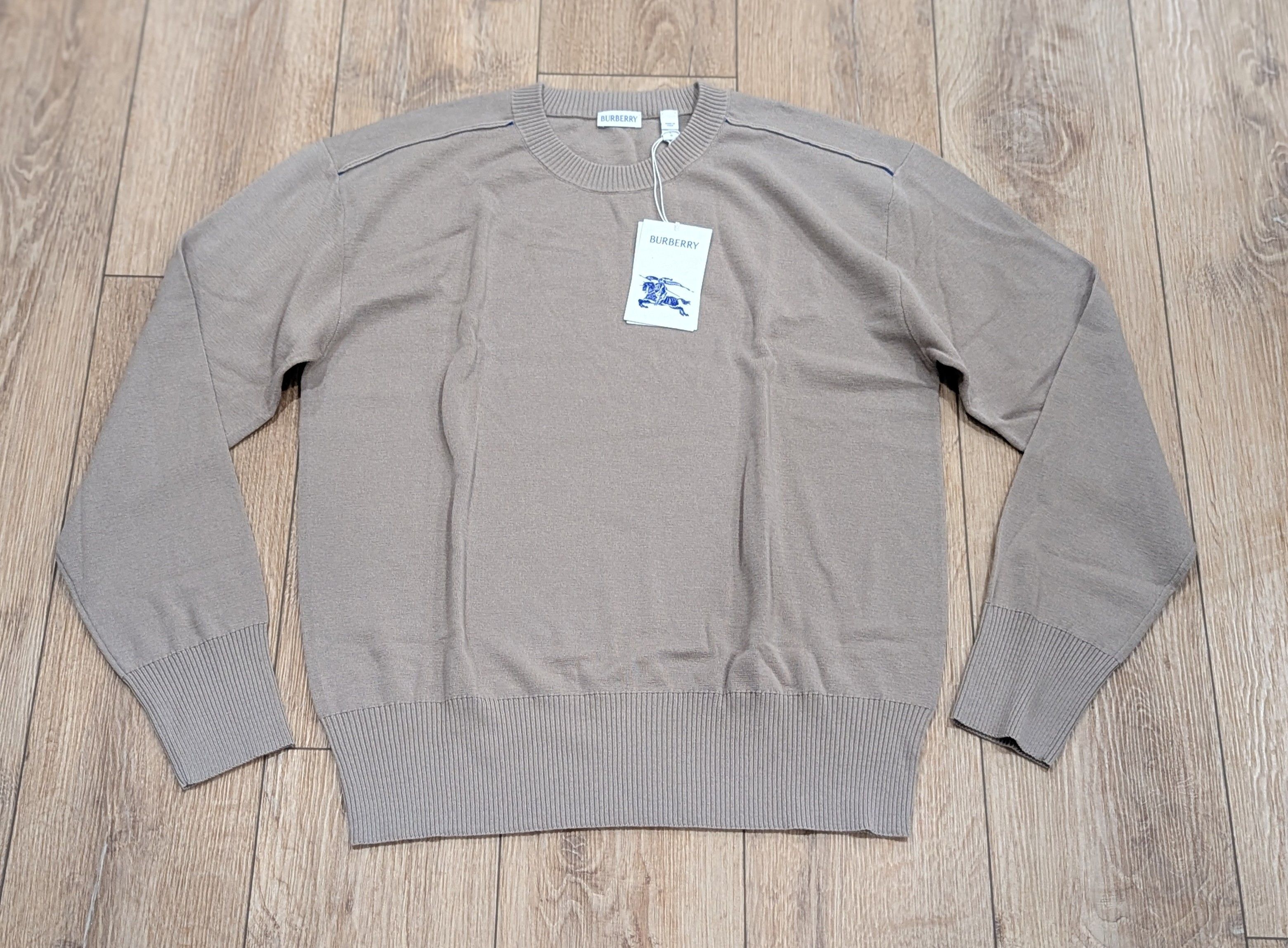 Burberry Wool Crewneck Sweater Limestone Large