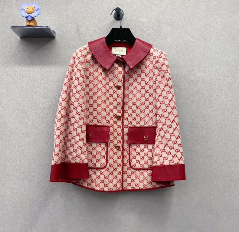 Gucci Gucci Size 38 Red leather collar jacket size 38 2502-Next Size US XS / EU 42 / 0 - 1 Thumbnail