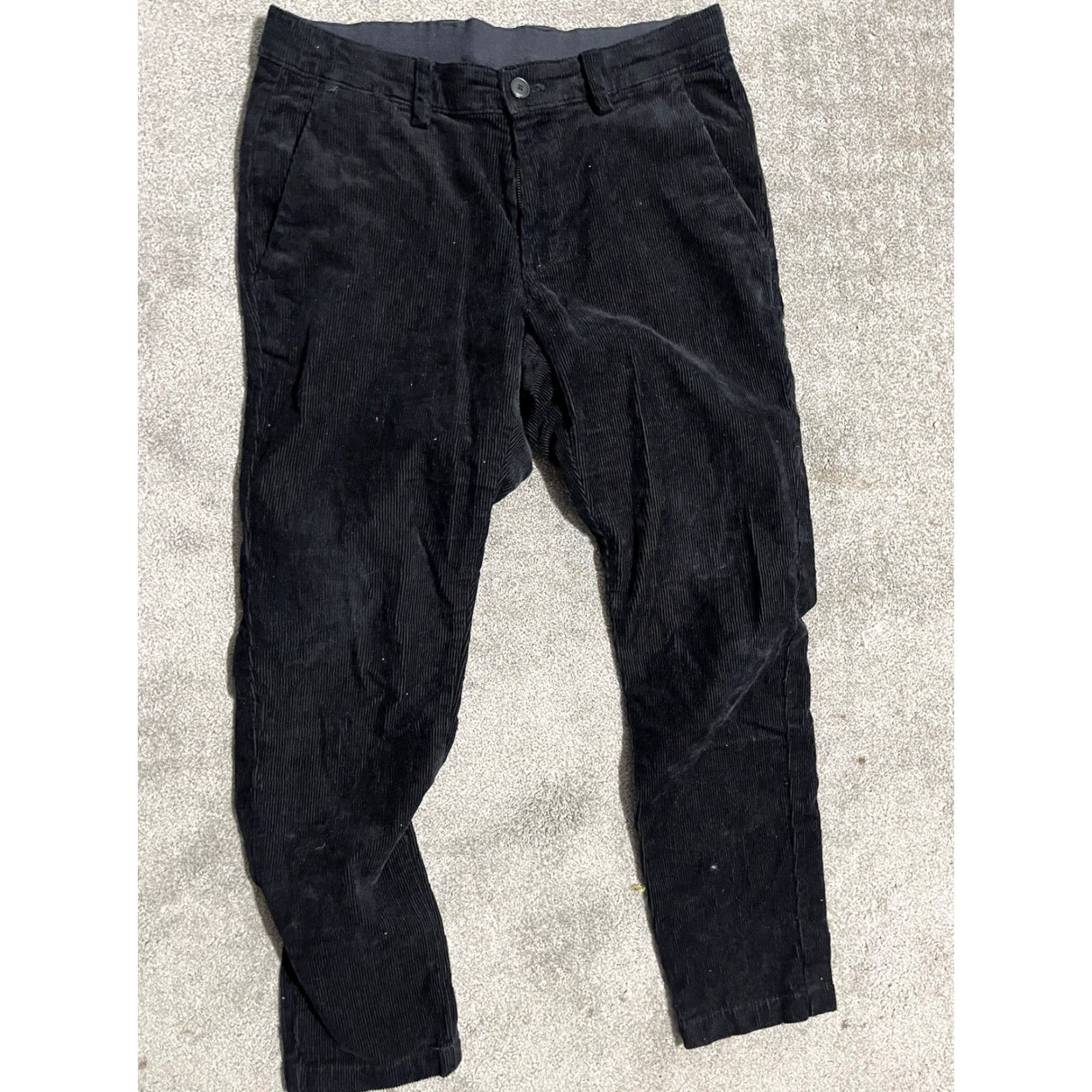 Mango MNG Men's Slim-Fit Drawstring Corduroy Trousers SZ 30 Black Size US 30 / EU 46 - 3 Thumbnail