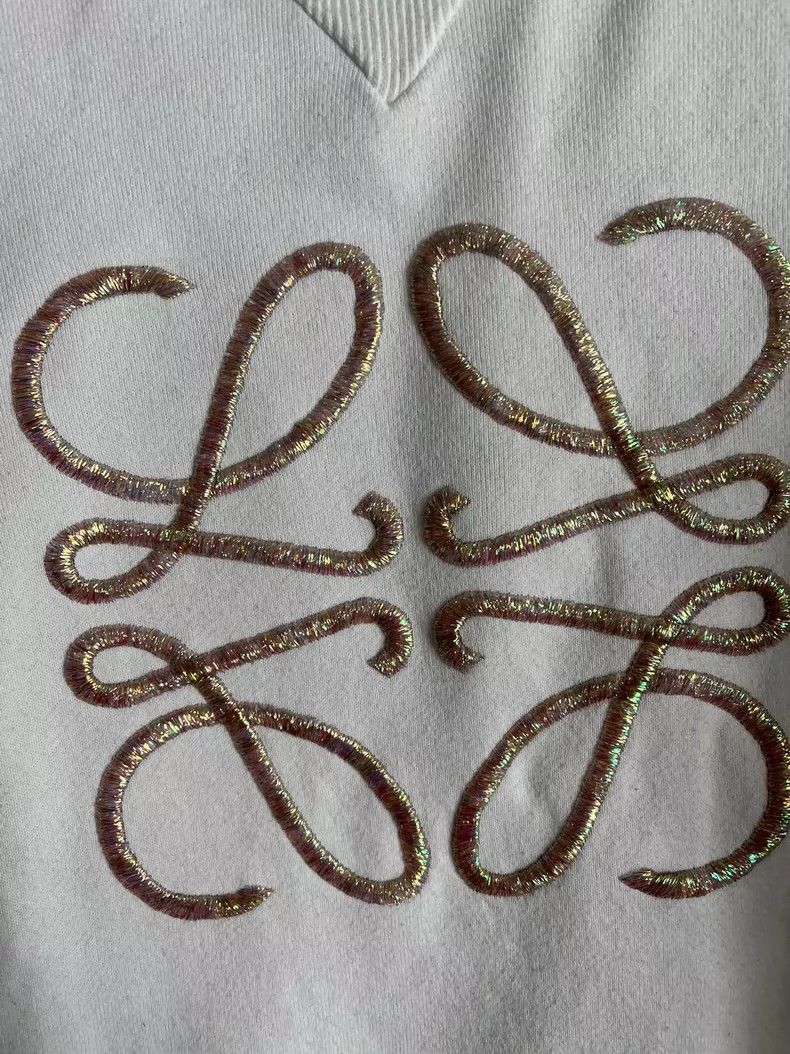Loewe LOEWE White seven-color embroidered gold thread hoodie Size M / US 6-8 / IT 42-44 - 3 Thumbnail