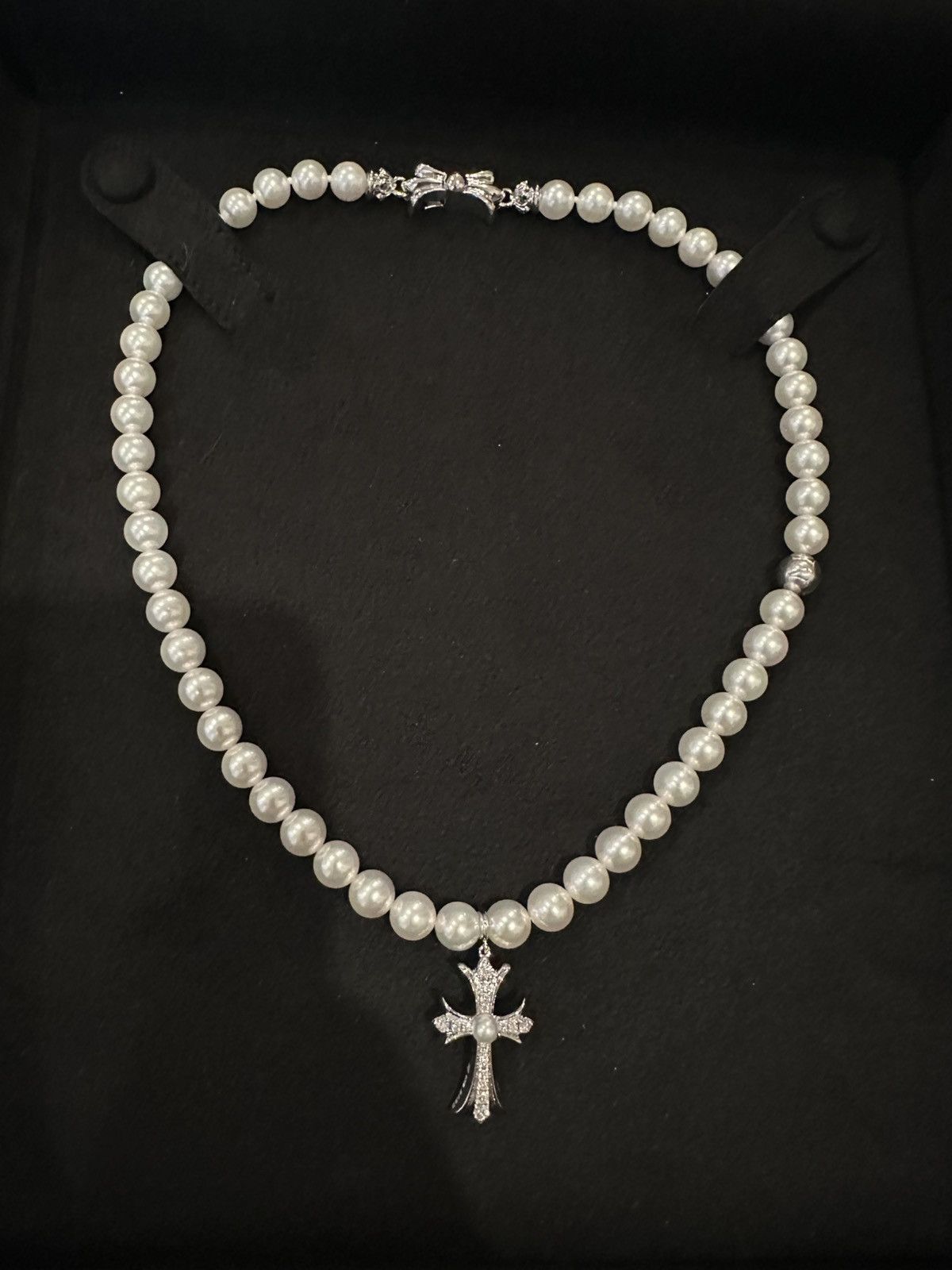 Chrome Hearts Chrome Hearts X Mikimoto White Gold Cross Pearl Necklace Size ONE SIZE - 3 Thumbnail