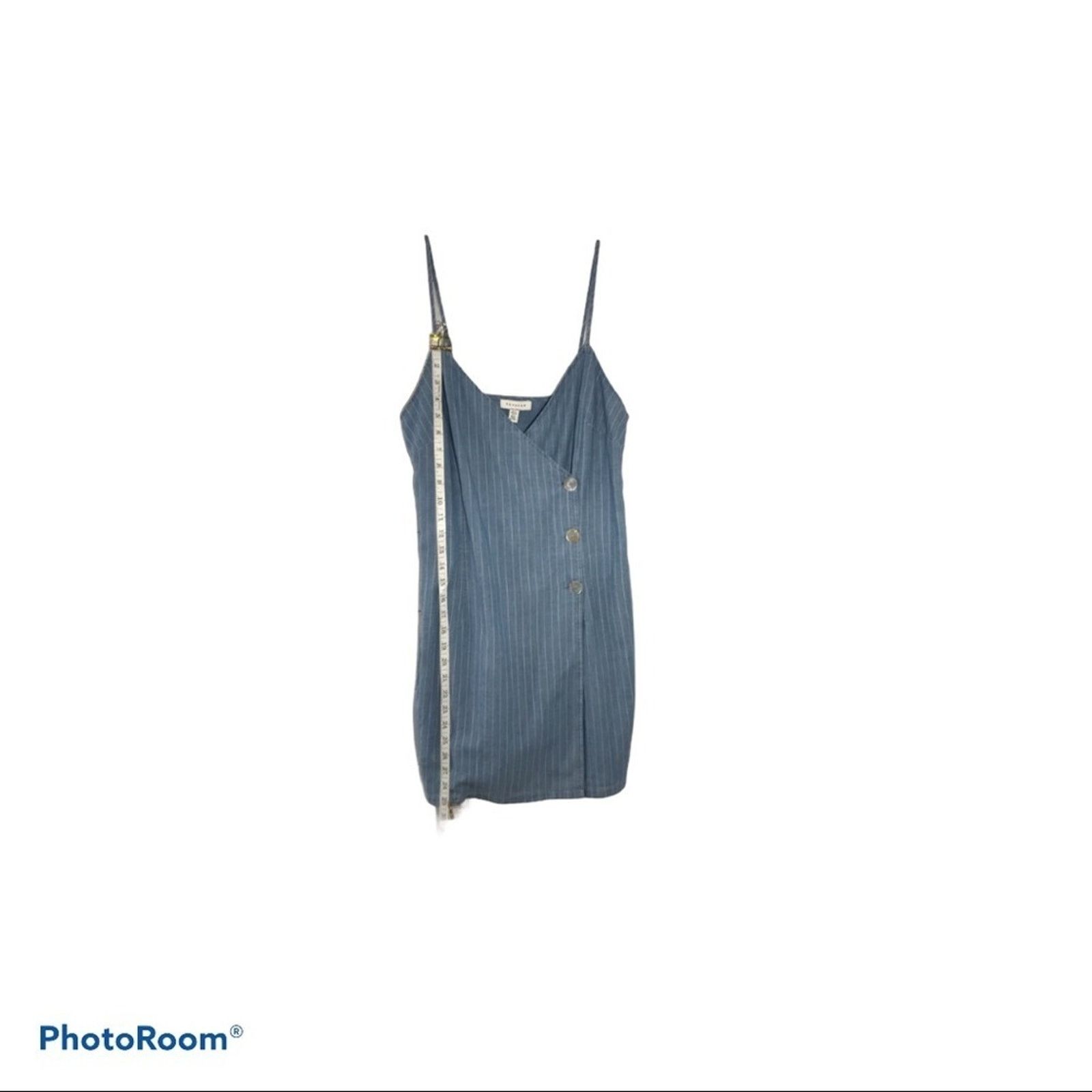 Topshop TOPSHOP Blue Striped High Low Wrap Dress 10 Size L / US 10 / IT 46 - 5 Thumbnail