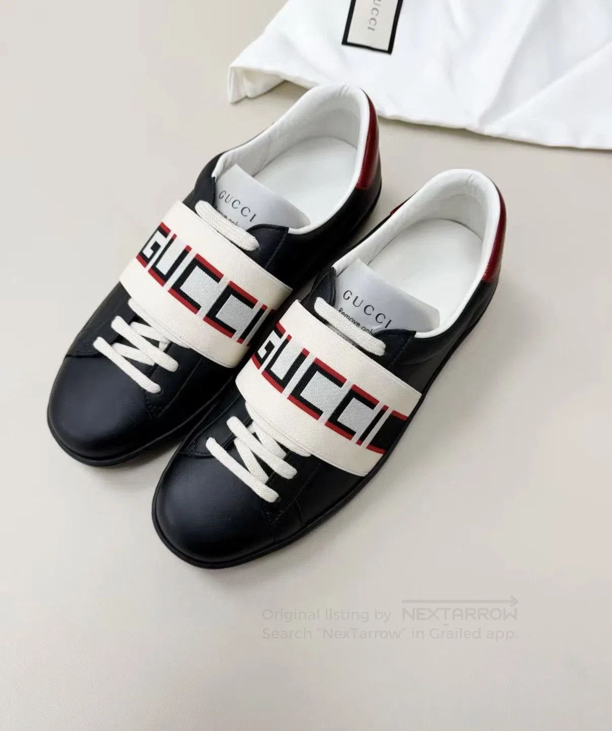 Gucci Black Low-Top Sneakers with Logo Stripe. Size US 7.5 / EU 40-41 - 2 Thumbnail