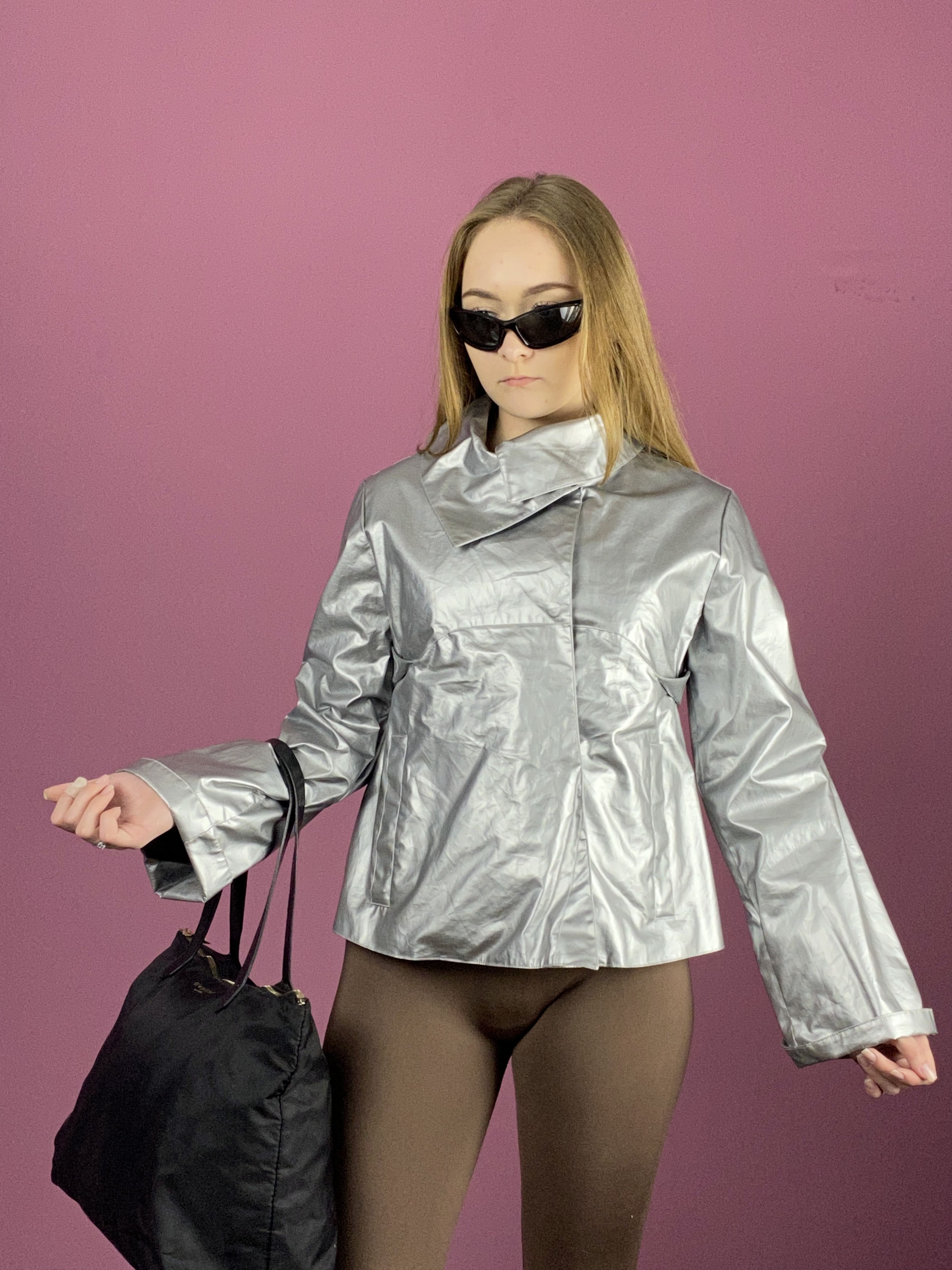 Designer Urbahia Vintage Women's Silver Light Jacket - Size 36 / S Size XS / US 0-2 / IT 36-38 - 2 Thumbnail