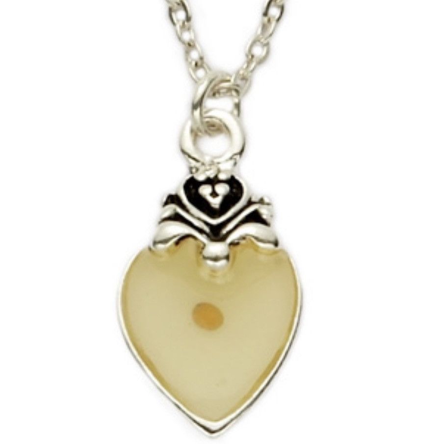 Vintage Vintage silver enamel heart mustard seed pendant necklace Size ONE SIZE - 2 Thumbnail