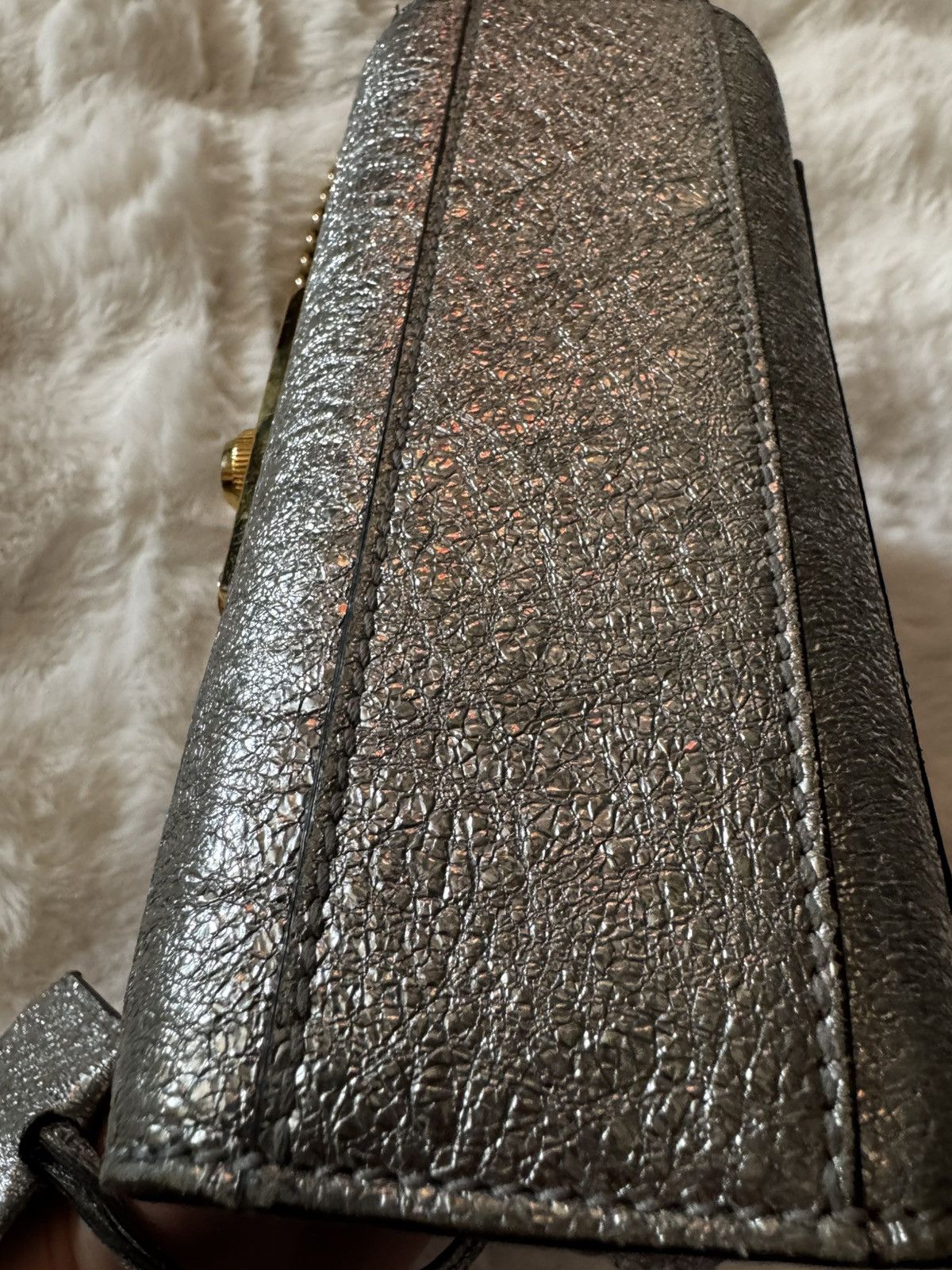 Gucci Gucci Metallic Silver Crinkled Leather Size ONE SIZE - 5 Thumbnail