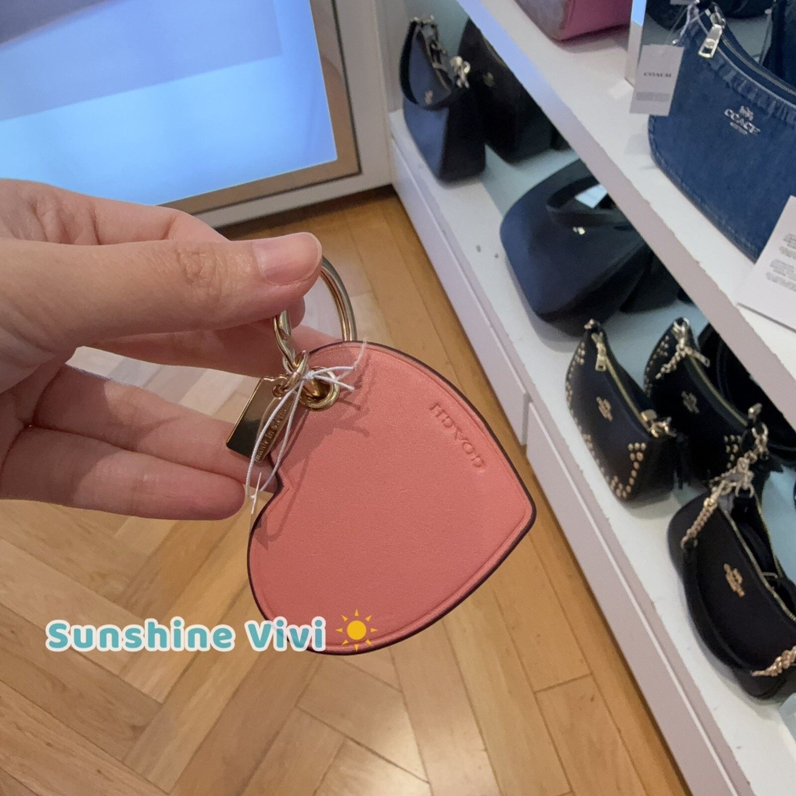 Coach NWT Coach CF155 Heart Bag Charm TAFFY Pink Gold Hardware Size ONE SIZE - 2 Thumbnail