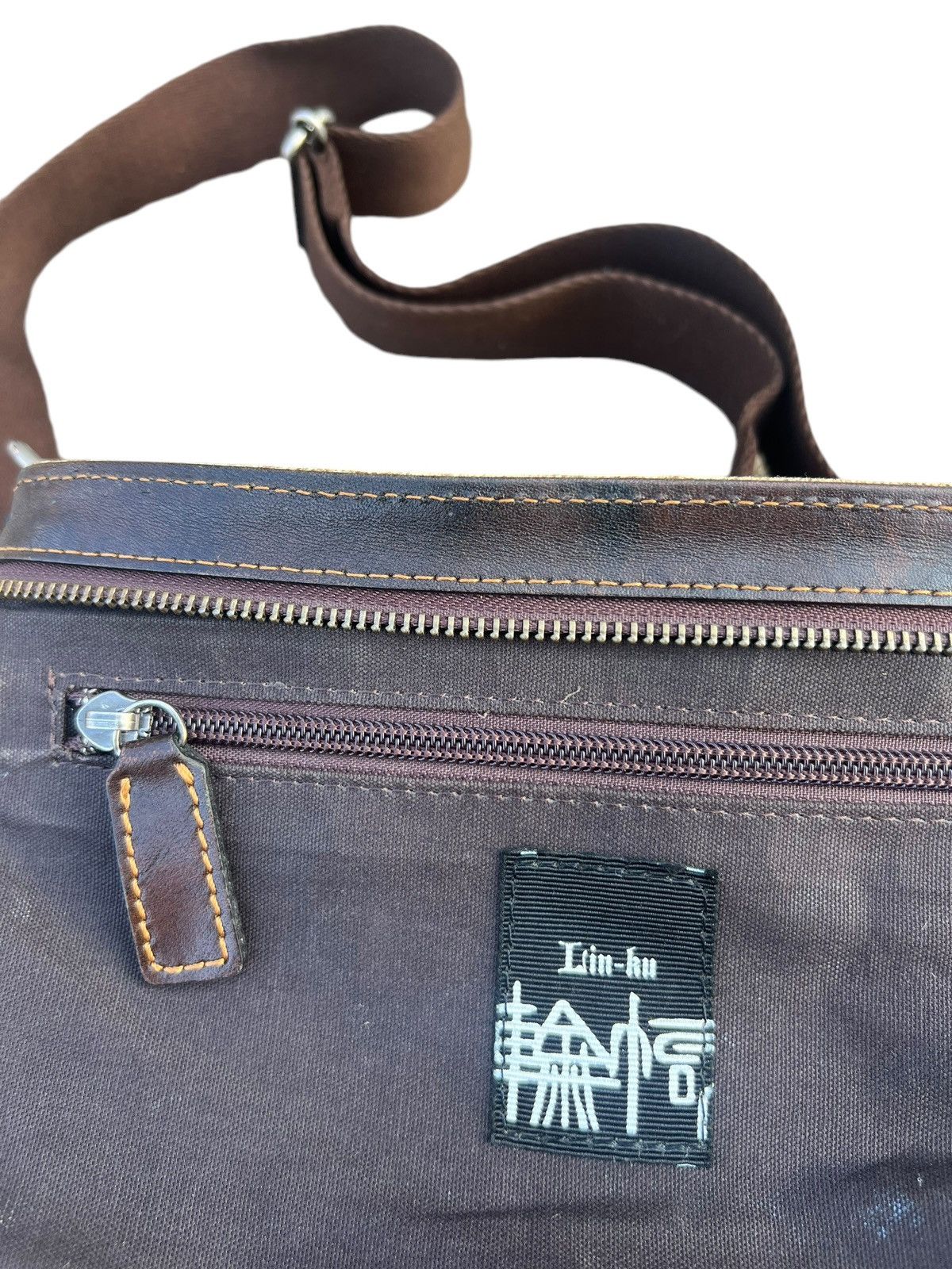 Japanese Brand Lin-ku Japan Distressed Waxed Patina Leather Cargo Bag Sling Size ONE SIZE - 23 Thumbnail
