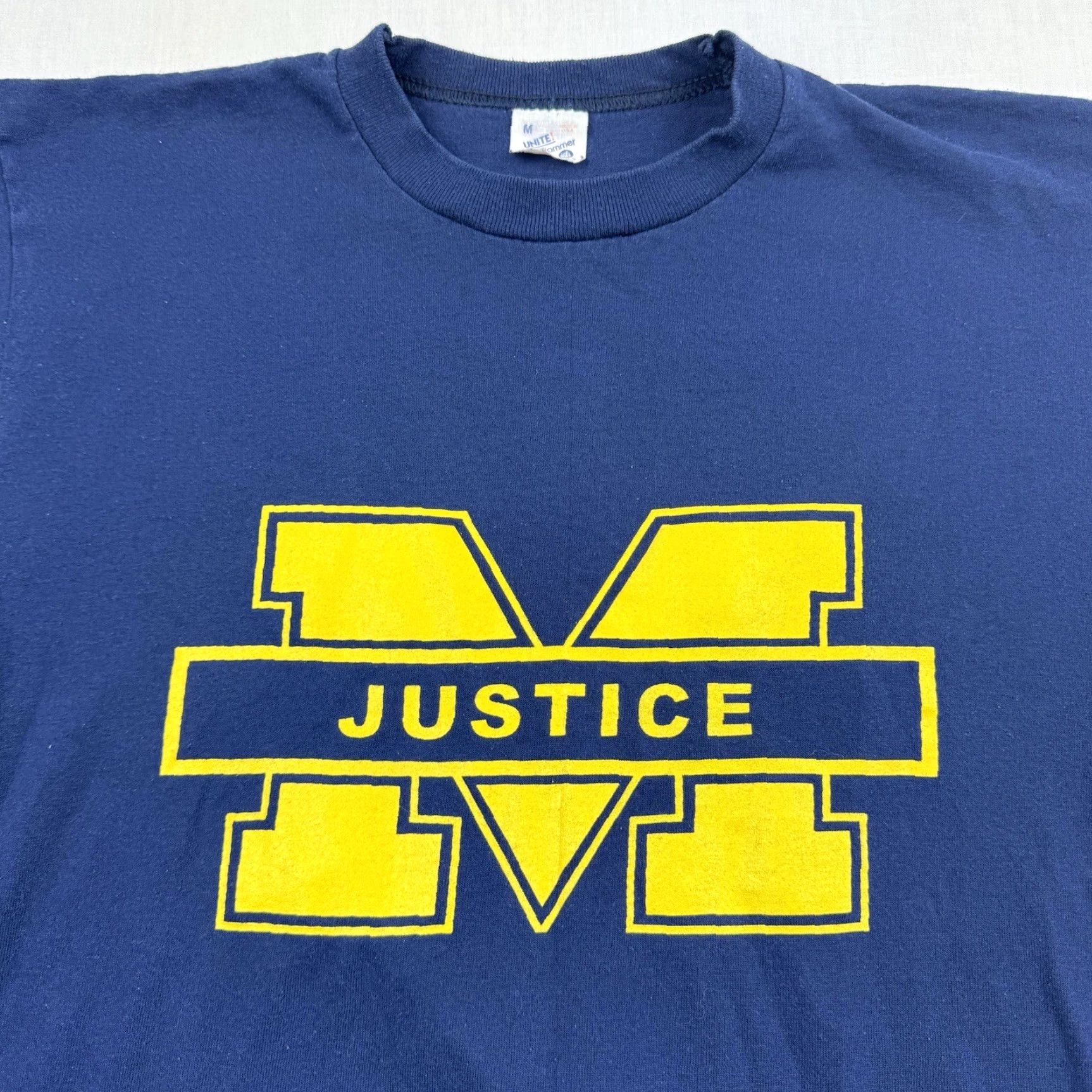 Vintage VINTAGE Michigan University Shirt Adult Medium Blue Support Affirmative Action Windjammer Shirt Mens 70s 80s Blue University Size US M / EU 48-50 / 2 - 2 Thumbnail