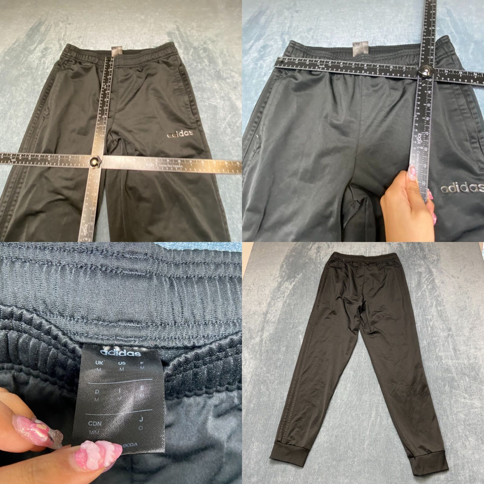 Adidas Adidas Sweatpants Mens M Black Fleece Lined 3-Stripes Athletic Tapered Leg Size US 31 - 8 Thumbnail