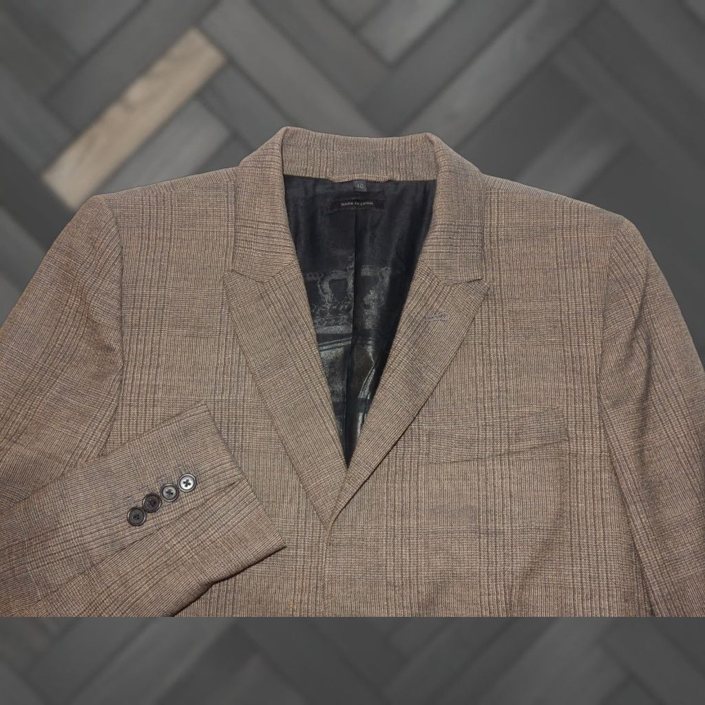 Juicy Couture Juicy Couture Blazer Sport Coat Jacket 40 Brown Wool Plaid Men Mens Size 40 Blazer Coat 98% Wool 2% Spandex Dirty English Size 40R - 1 Thumbnail