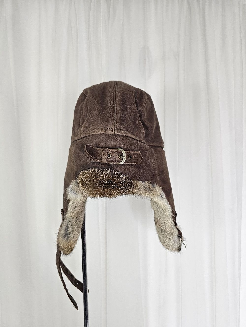 Other Nathaniel Cole Brown Suede & Rabbit Fur Aviator Trapper Hat Size ONE SIZE - 3 Thumbnail