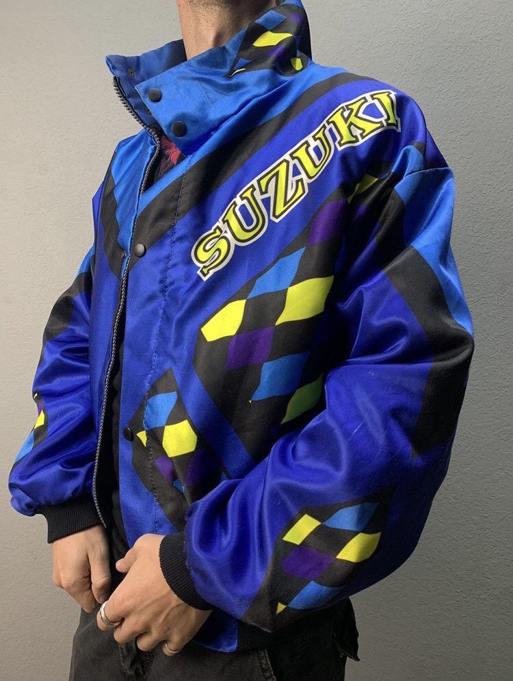 image of Formula Uno x Racing Vintage Racing Jacket Suzuki Bombers Y2K Streetwear in Blue, Men's (Size XL)