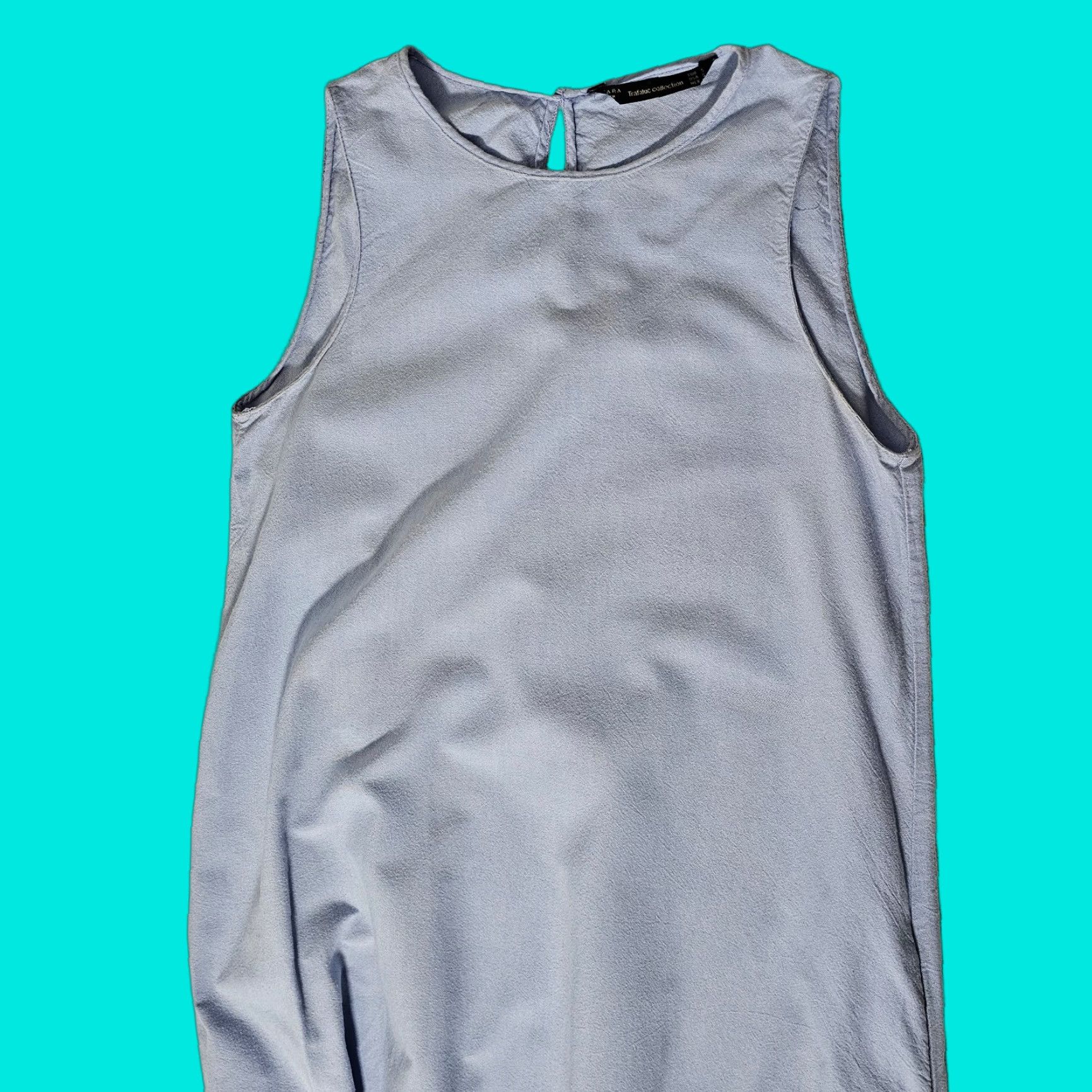 Zara Zara Blouse Shirt Women Small Blue Denim Sleeveless Round Neck Beach Casual Size S / US 4 / IT 40 - 1 Thumbnail