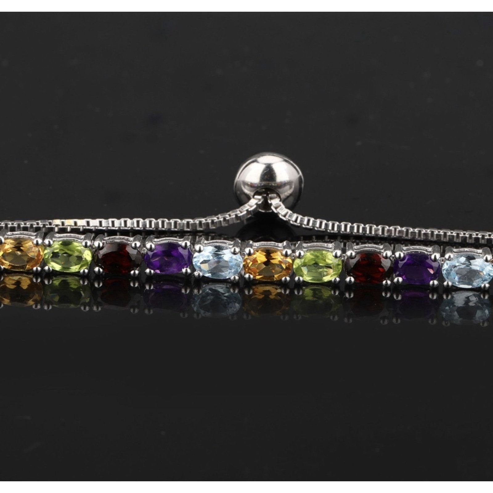 Other Semiprecious Multi-Stone Adjustable Tennis Bracelet Size ONE SIZE - 2 Thumbnail