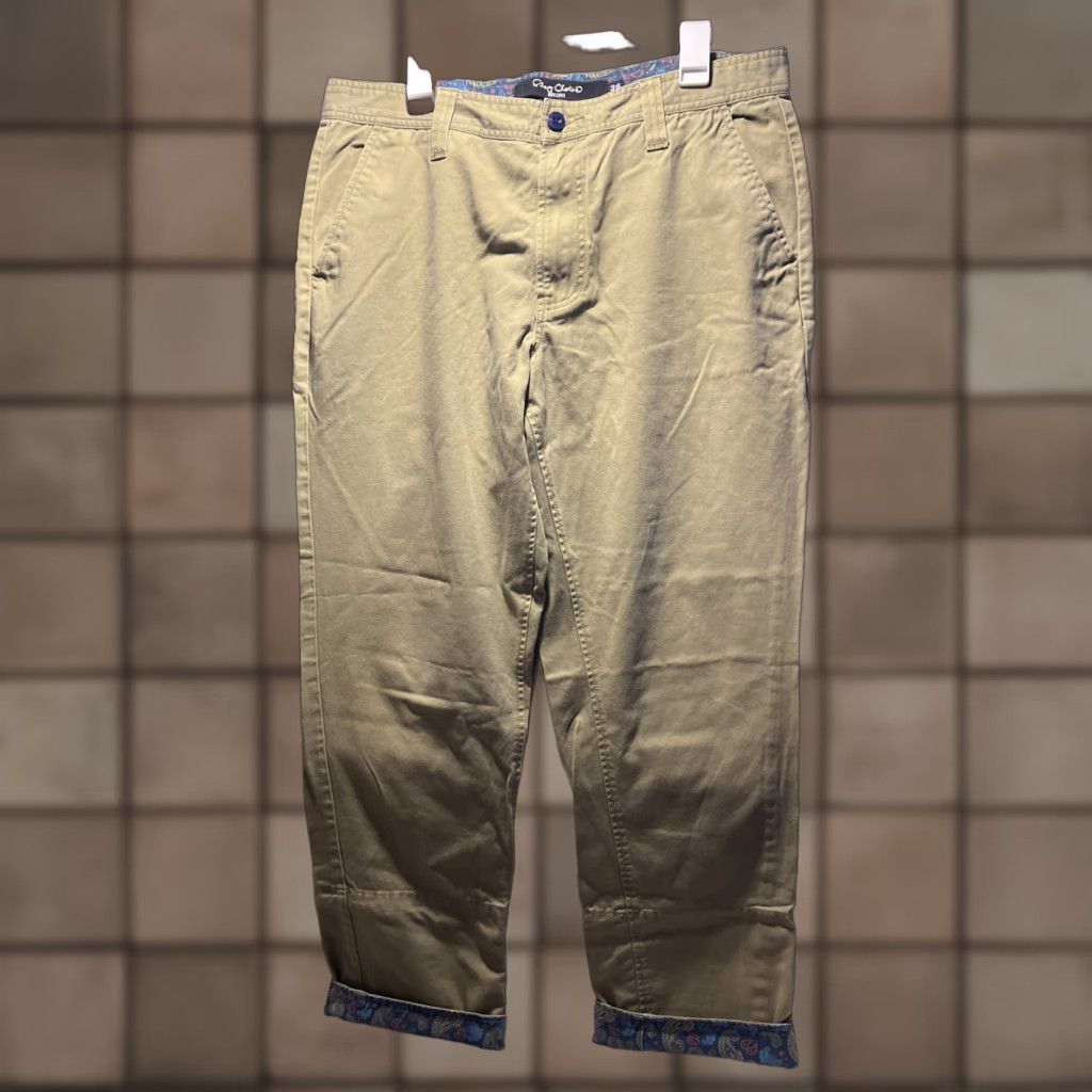 Vintage PLAY CLOTHS Khaki Dress Pants with Paisley Cuffs Regular Fit Size 36 Mens Size US 36 / EU 52 - 1 Thumbnail