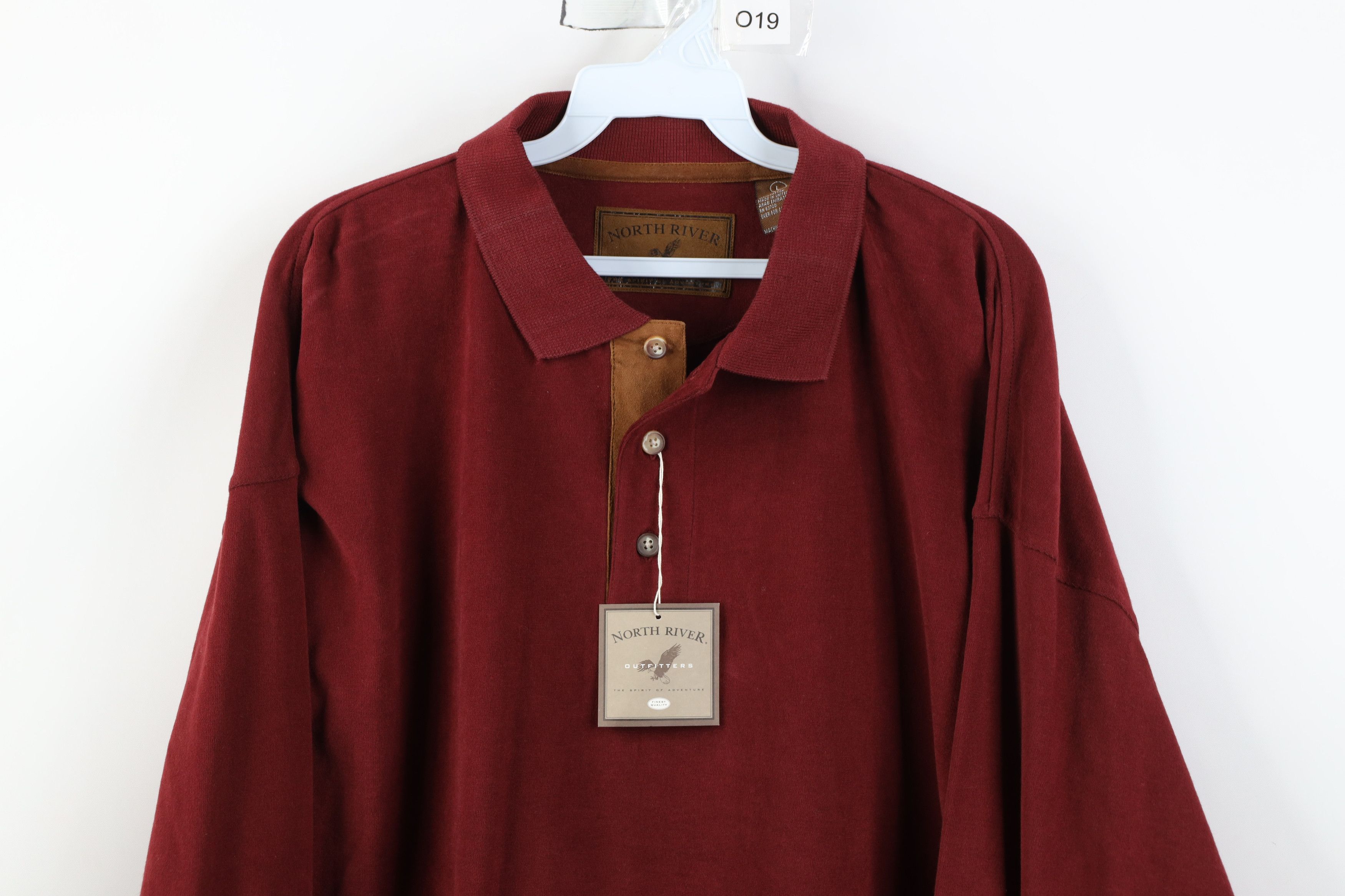 Vintage Deadstock Vintage 90s Streetwear Long Sleeve Rugby Polo Red Size US L / EU 52-54 / 3 - 2 Thumbnail