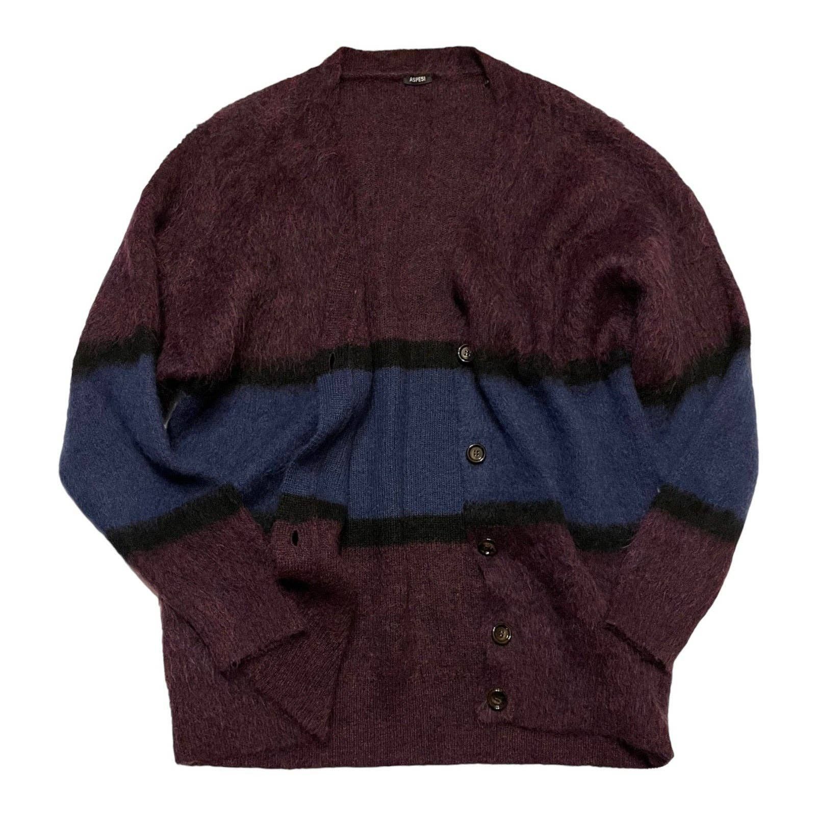 Aspesi wool mohair oversized color-block knit cardigan Sz M