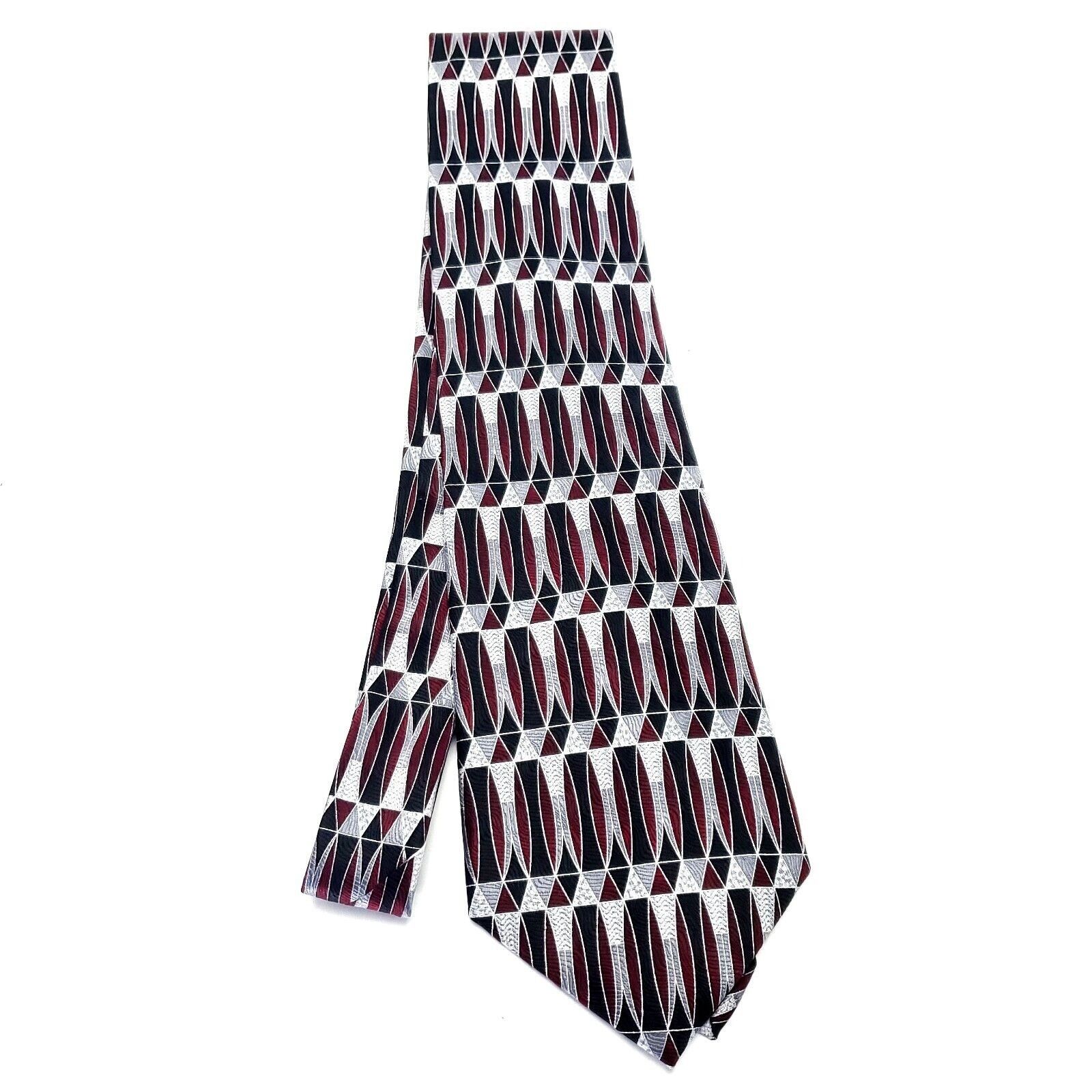 Pierre Cardin Pierre Cardin Red Gray Silk Tie Woven Short Wide Geometric Size ONE SIZE - 6 Thumbnail