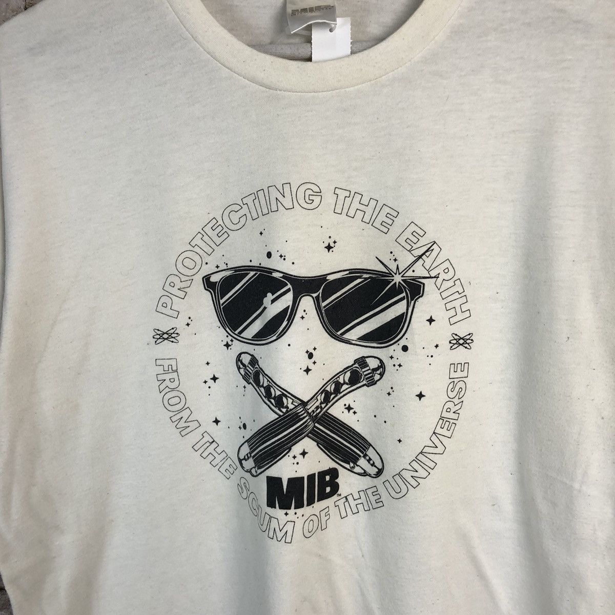 Vintage MIB men in black White T-Shirt #A244 Size US L / EU 52-54 / 3 - 9 Thumbnail