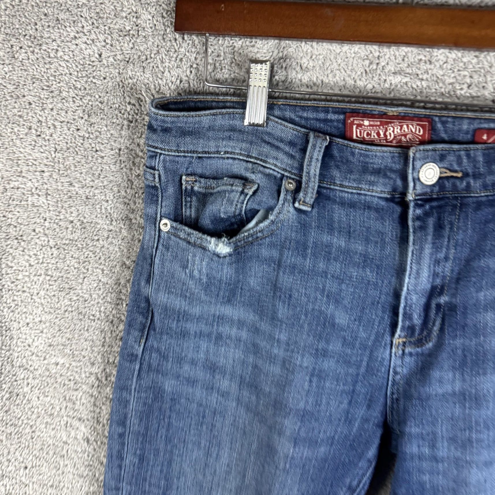 Lucky Brand Lucky Brand Sienna Slim Boyfriend Jeans Womens 4/27 Blue Mid Rise Distressed Jeans Size 27" / US 4 / IT 40 - 2 Thumbnail